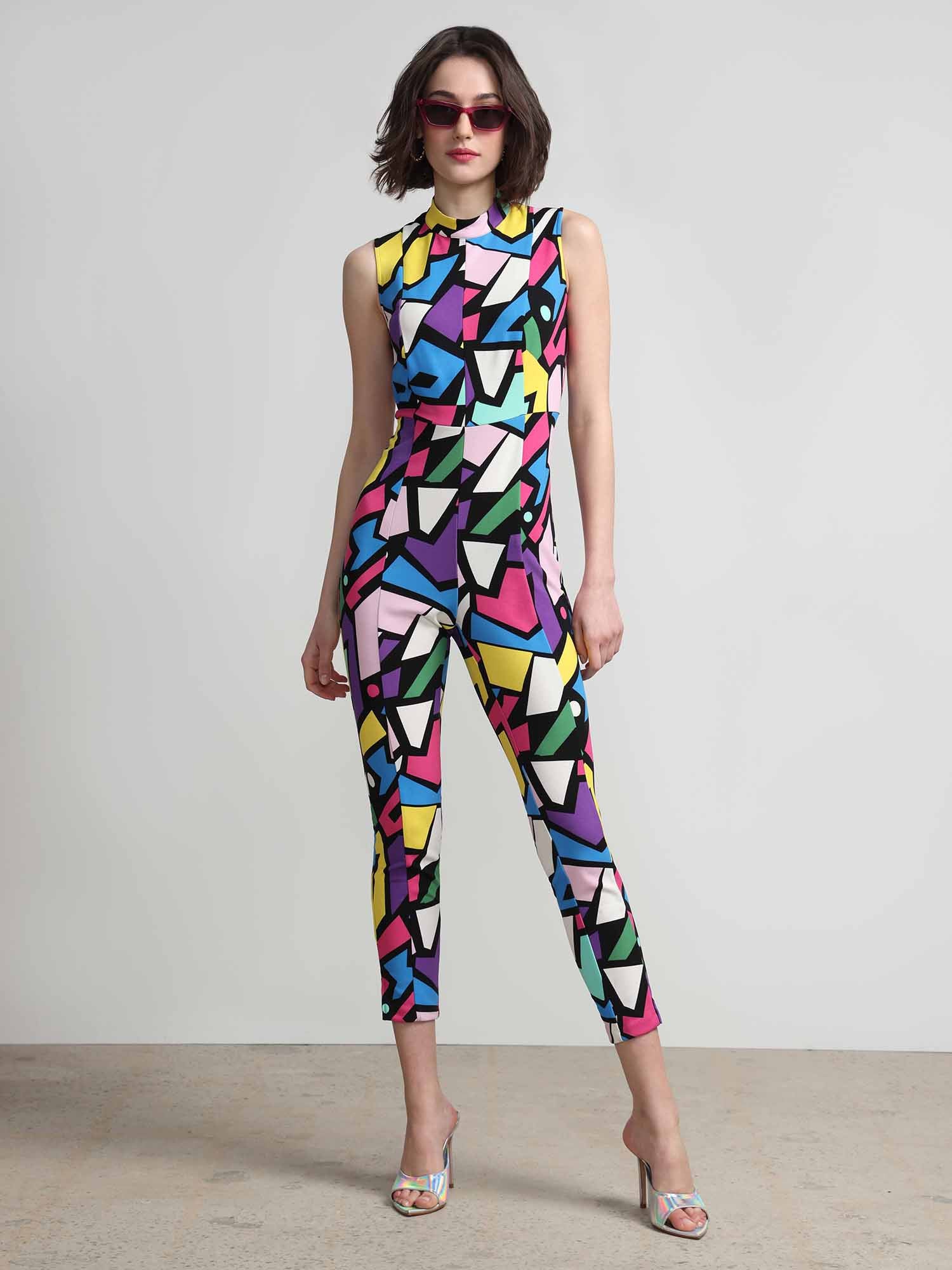 Geometric-Print Jumpsuit - Magic Crepe® - Image 4