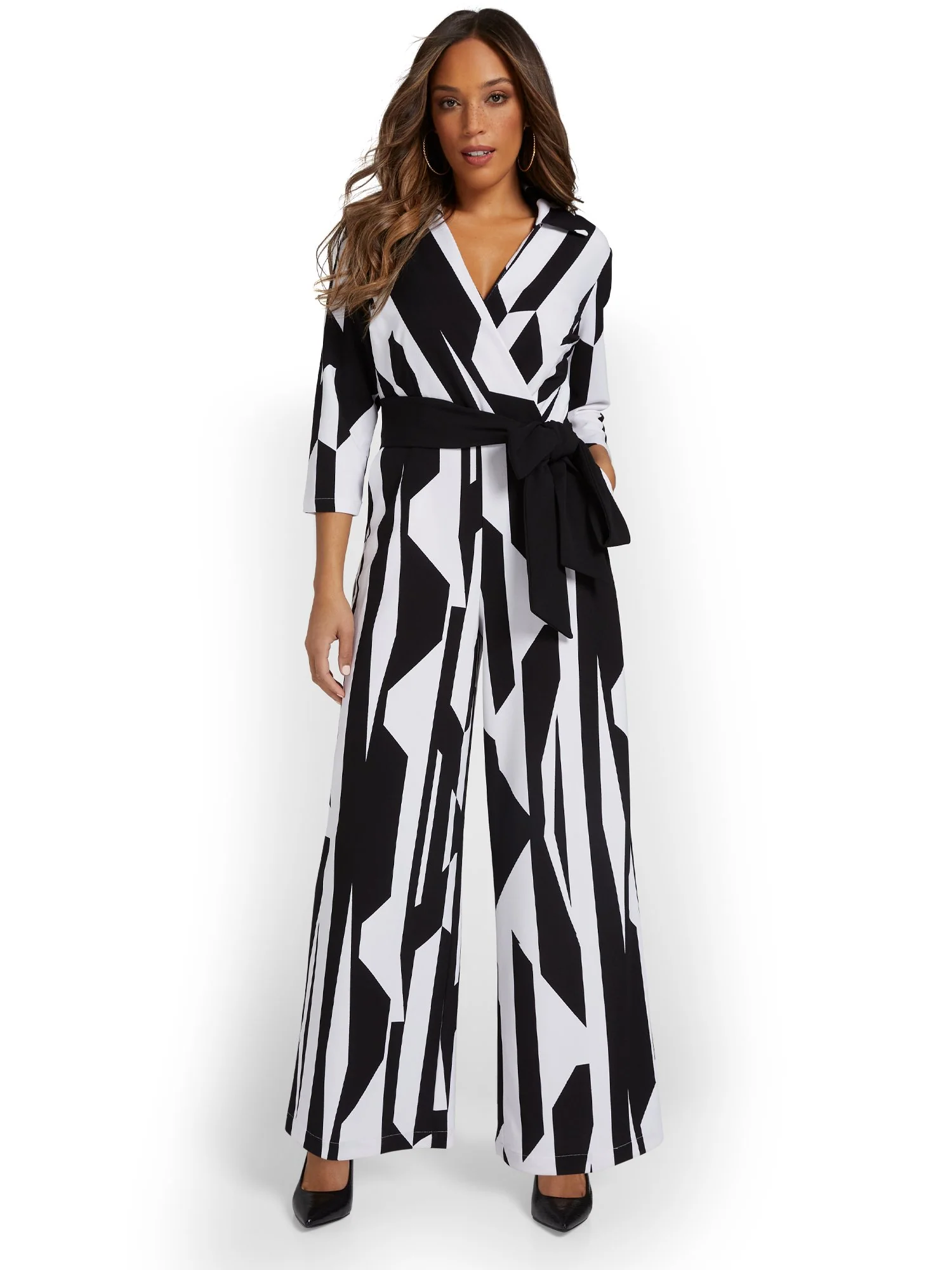Geometric-Print Wide-Leg Jumpsuit