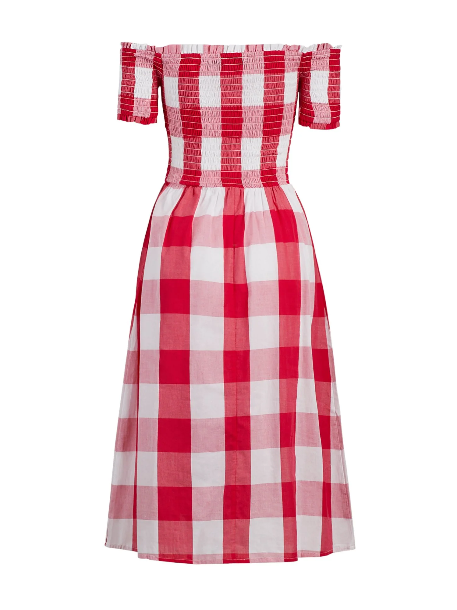 Gingham Smocked Off The Shoulder Dress - Image 3