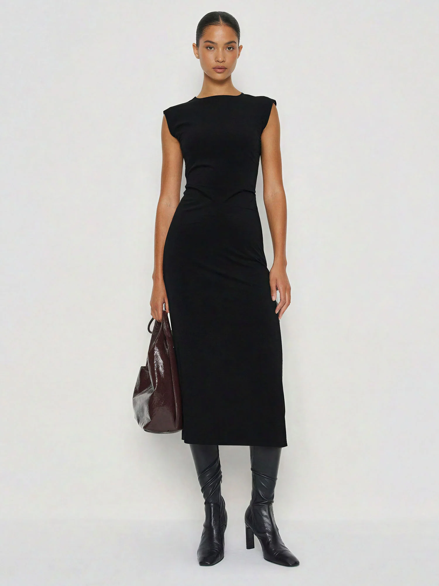 Ruched Waist Knit Midi Dress - Image 9