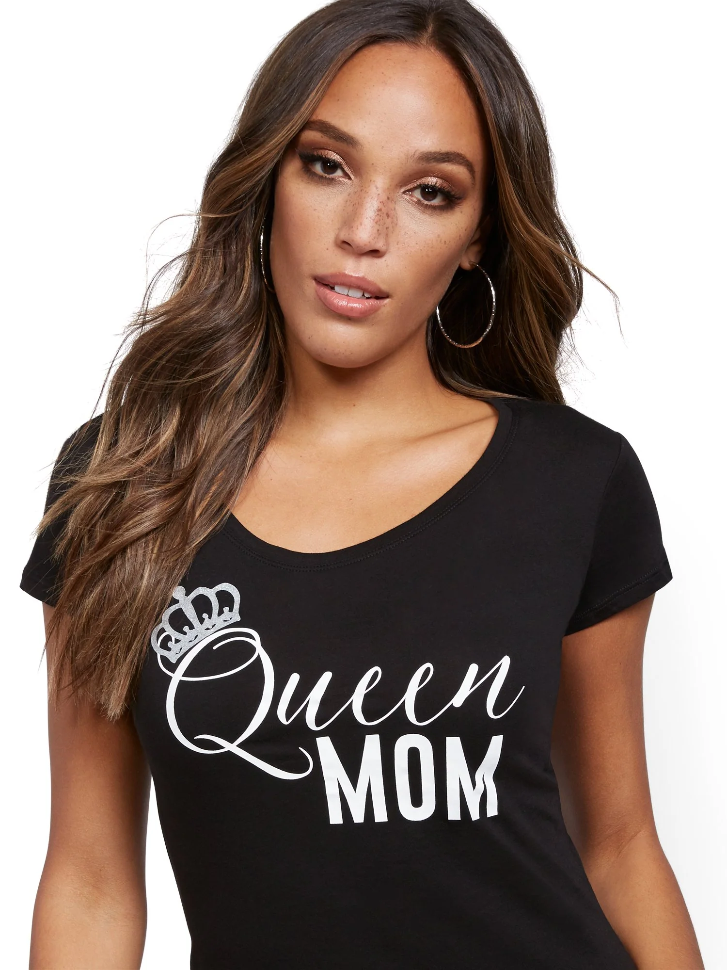 Glitter-Finish 'Queen Mom' Tee - Image 2