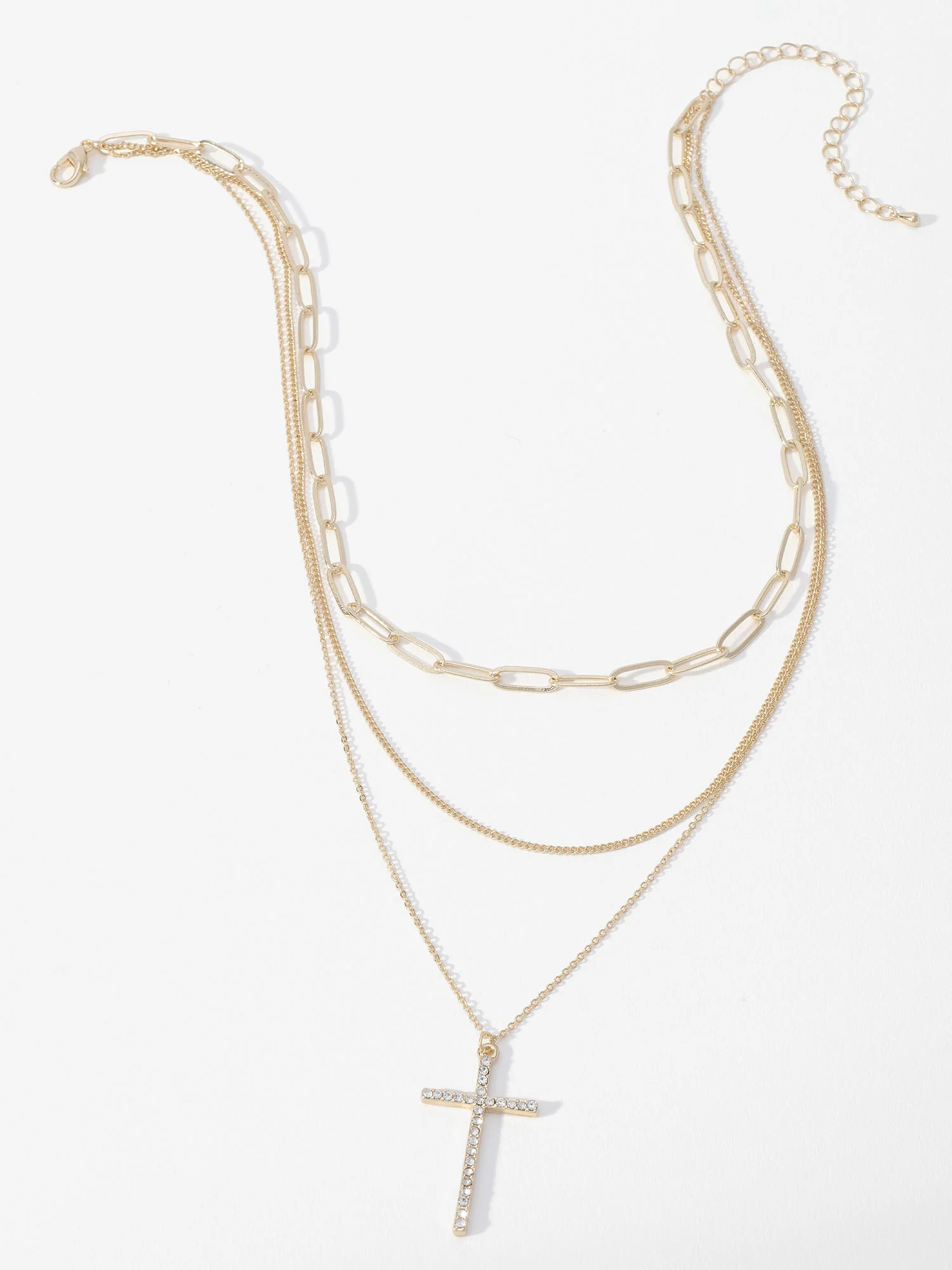 Gold Stacked Cross Necklace - Image 2