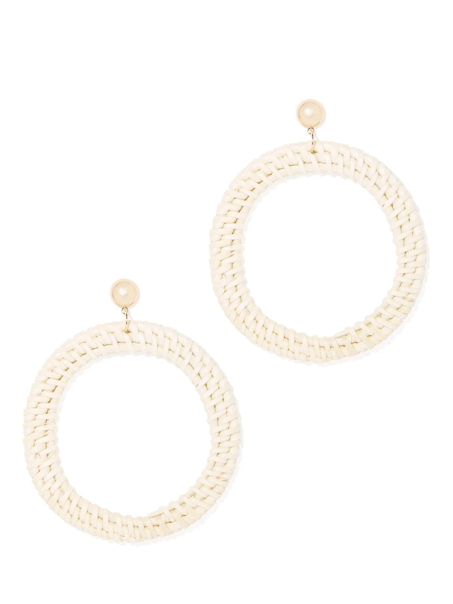 Goldtone Basket-Weave Hoop Drop Earring