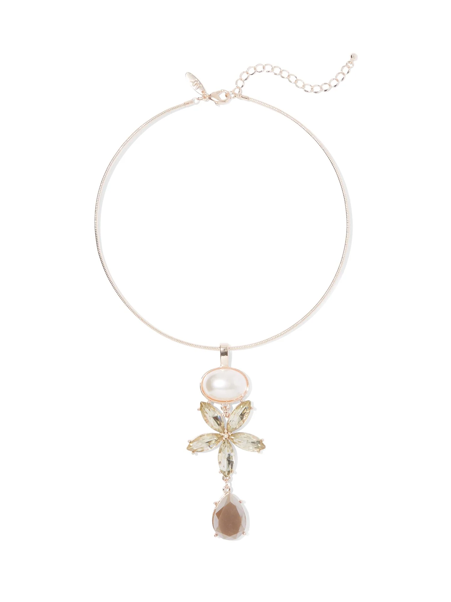 Goldtone Faux-Pearl Collar Pendant Necklace