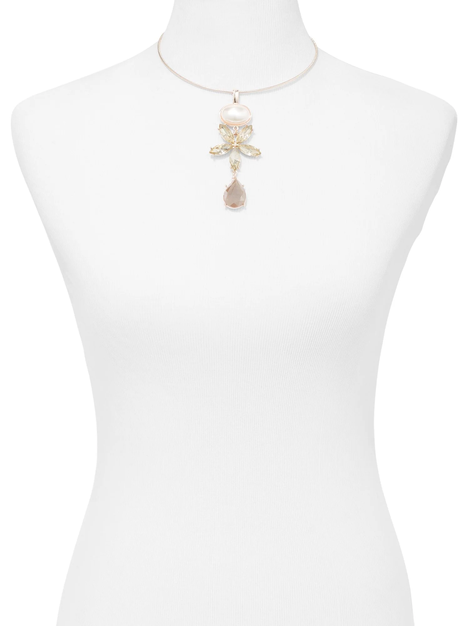 Goldtone Faux-Pearl Collar Pendant Necklace - Image 2