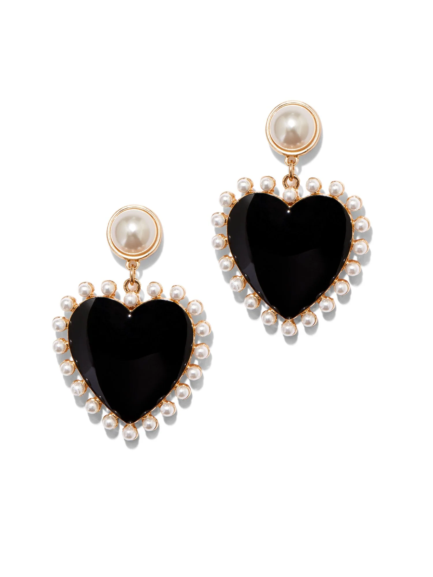 Goldtone & Faux-Pearl Heart Drop Earring
