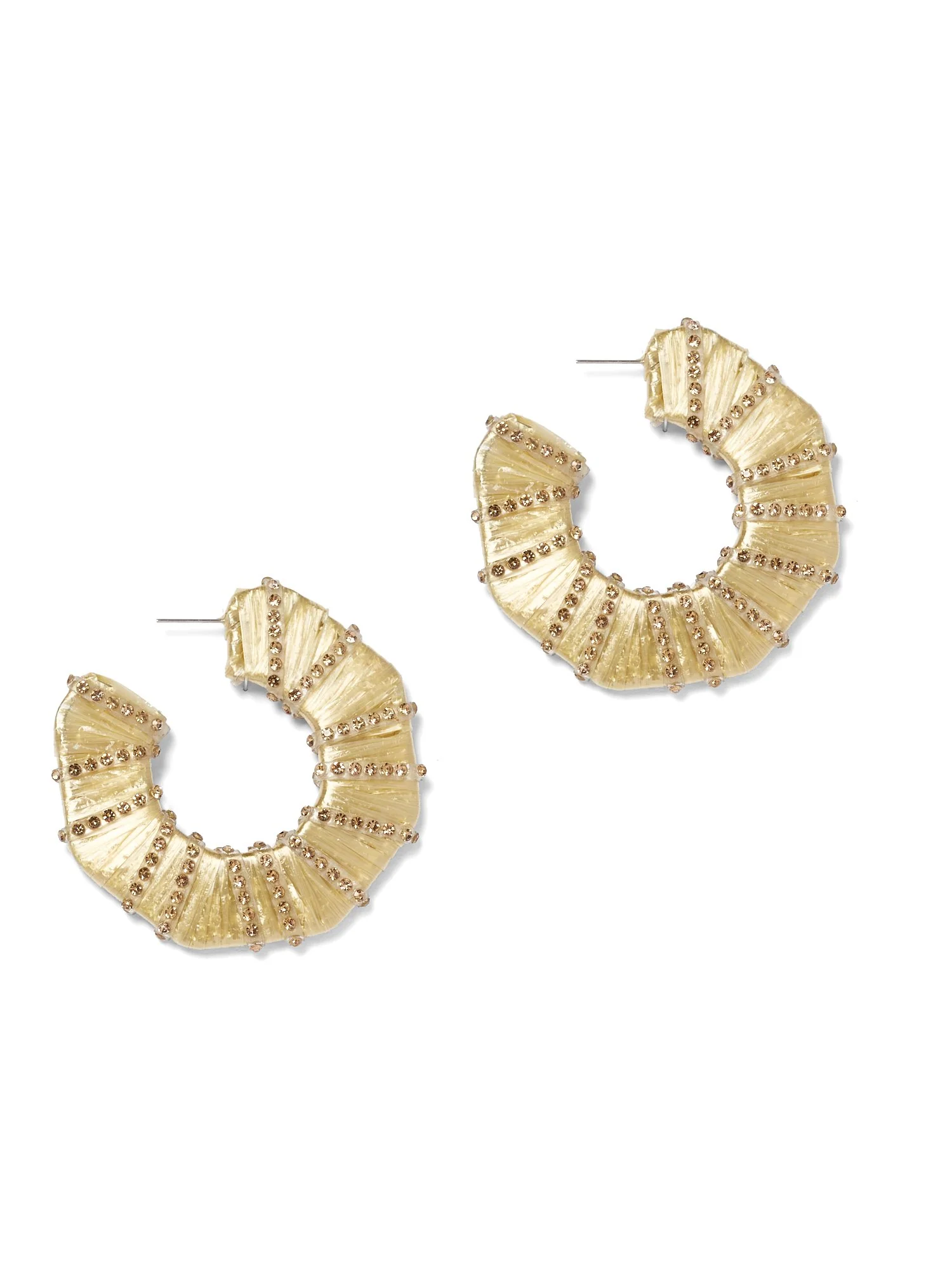 Goldtone Faux-Stone Flat Hoop Earring