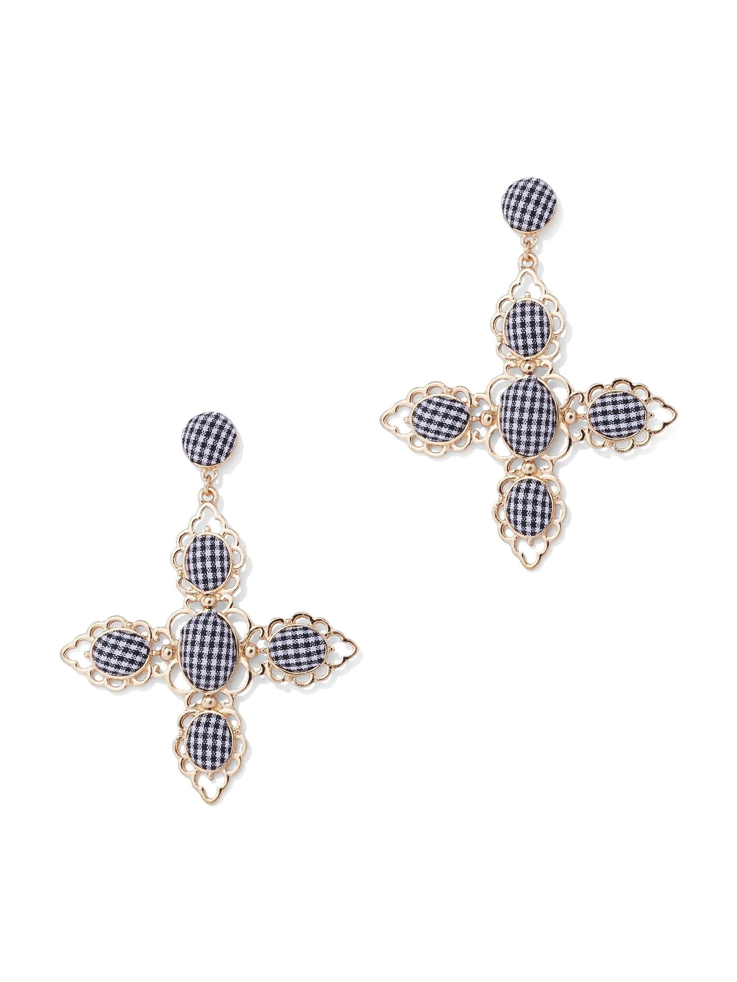 Goldtone Gingham Drop Earring