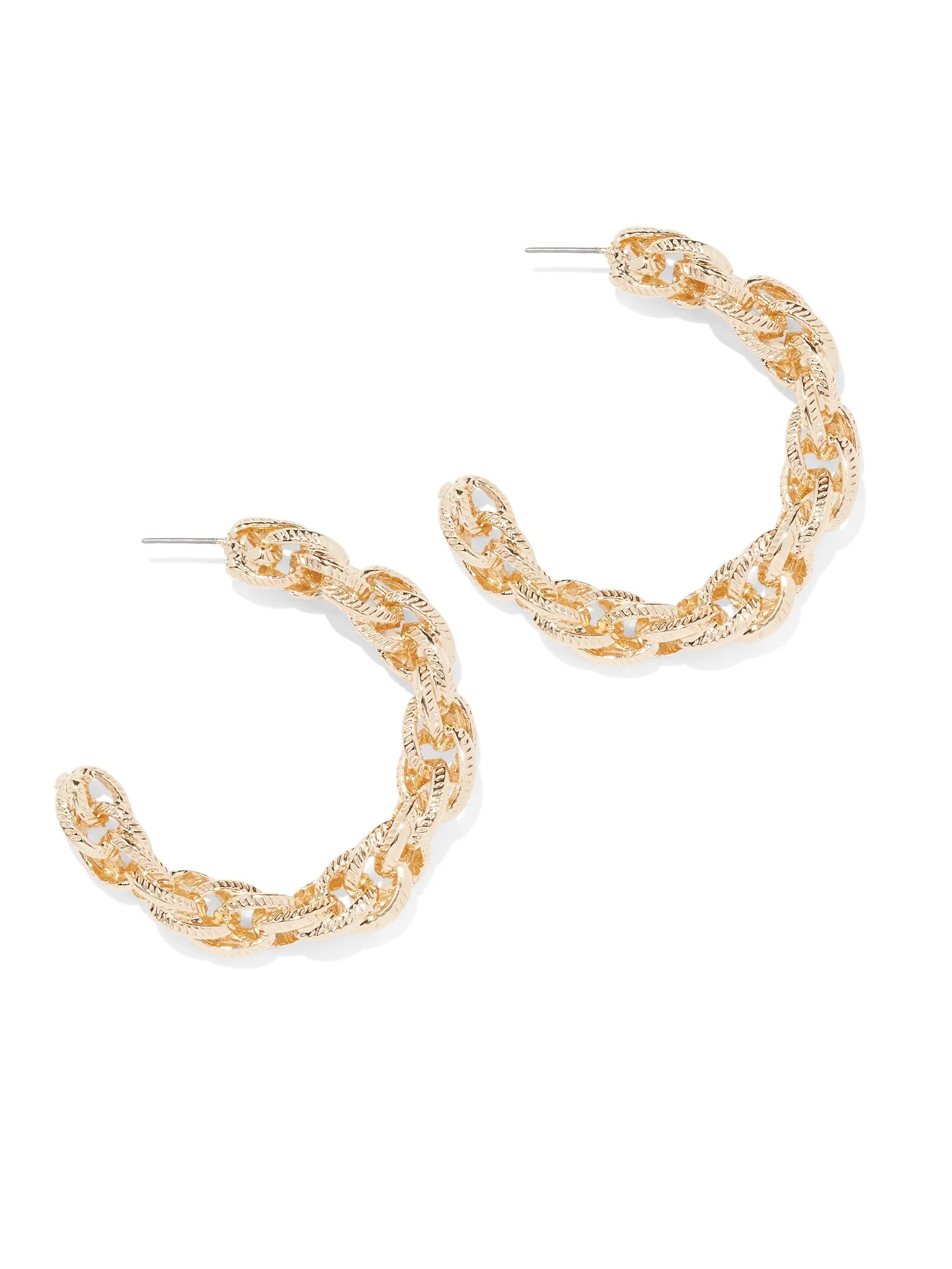 Goldtone Link Hoop Earring