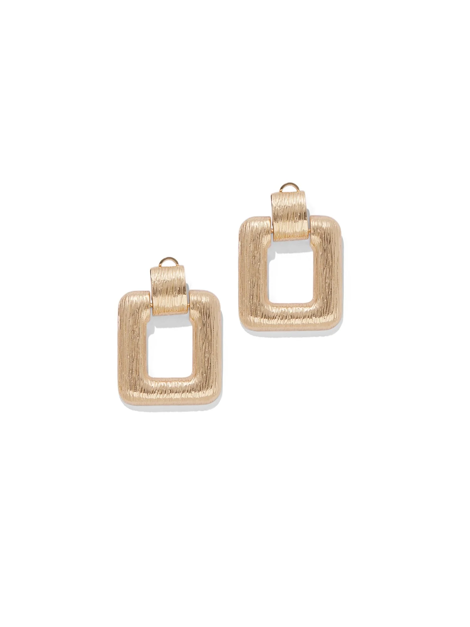 Goldtone Square Hoop Drop Earring