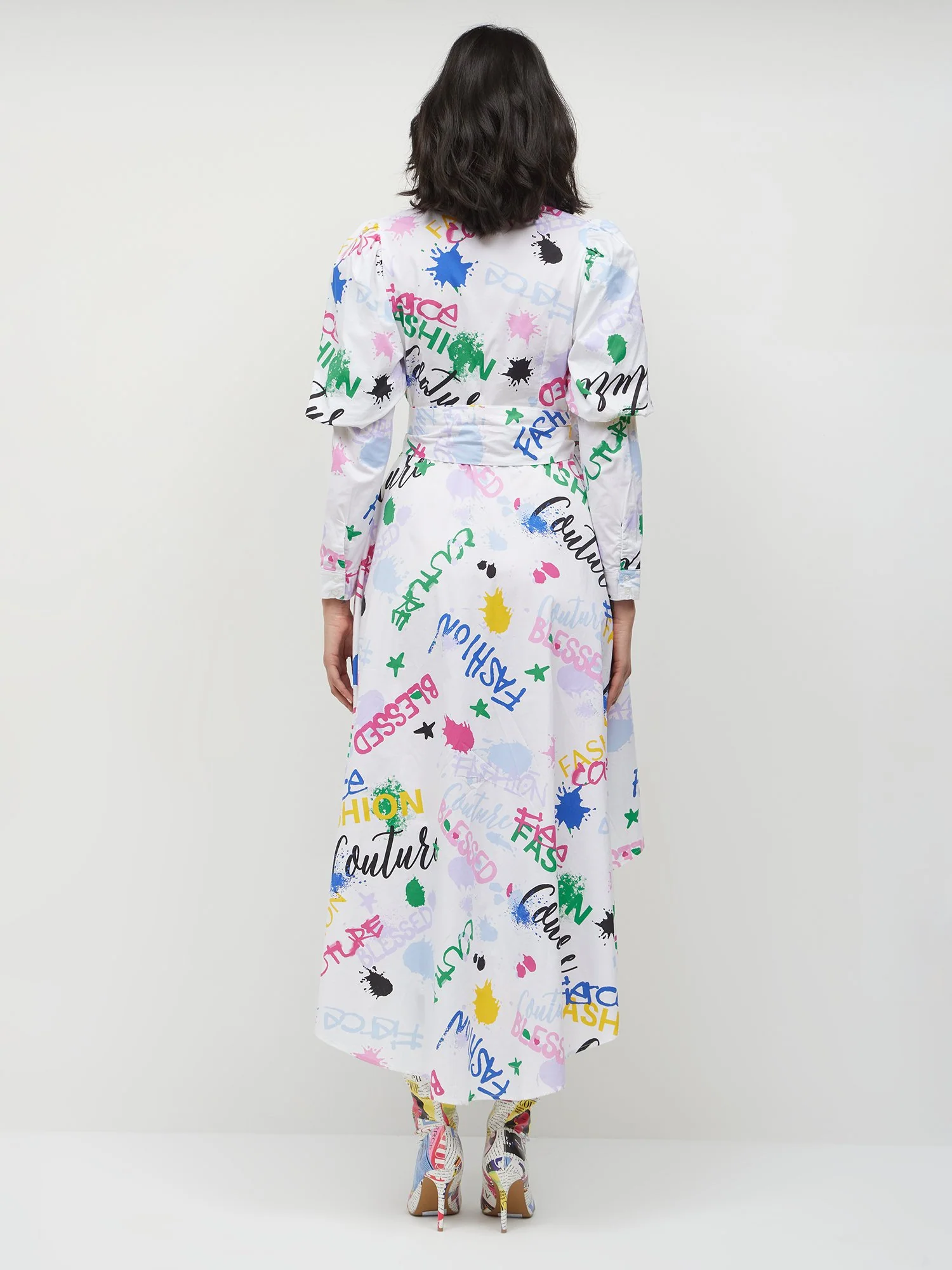 Graffiti-Print Button-Front Shirtdress - Image 2