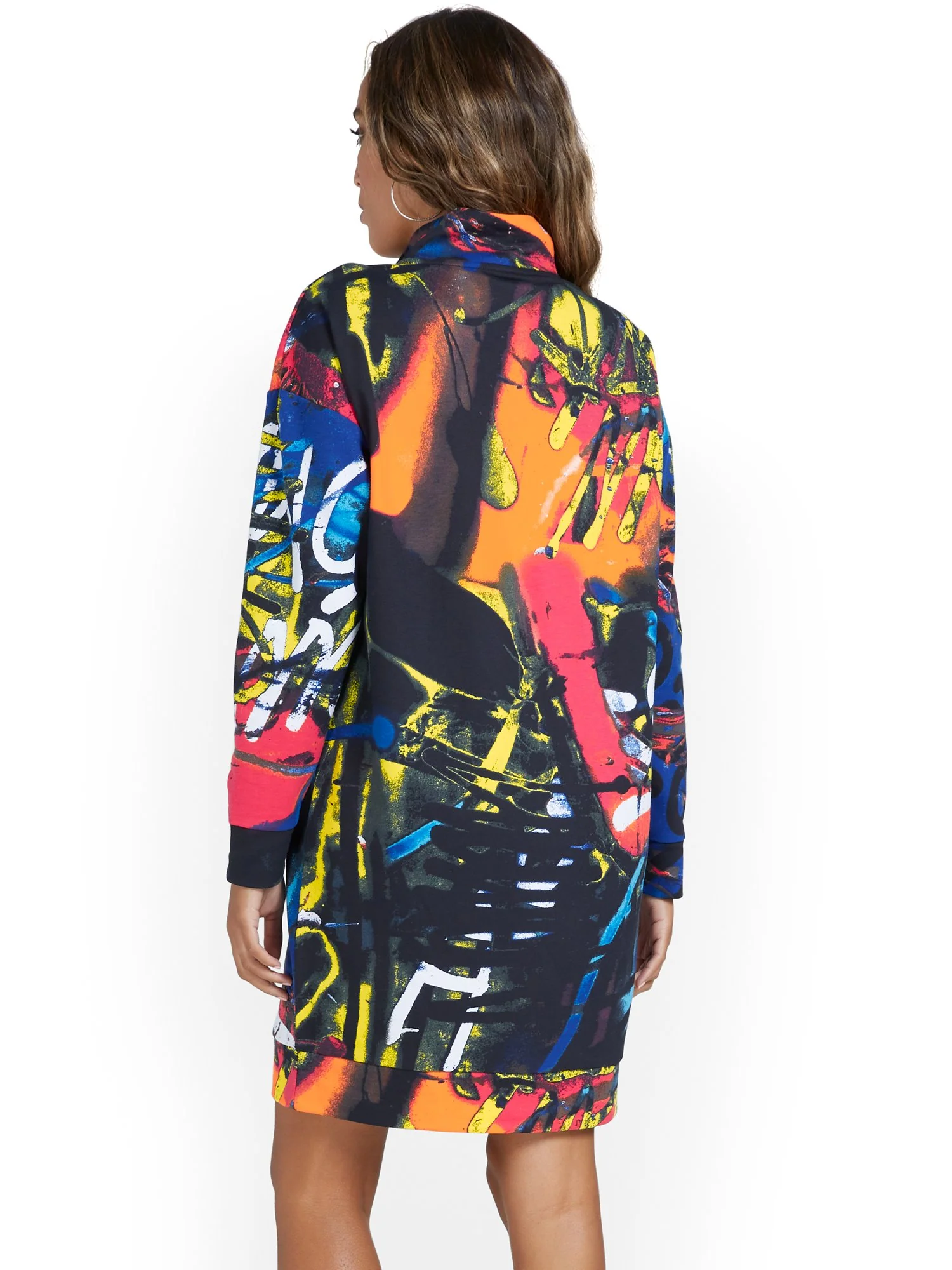 Graffiti-Print Zip-Front Sweatshirt Dress - Image 3