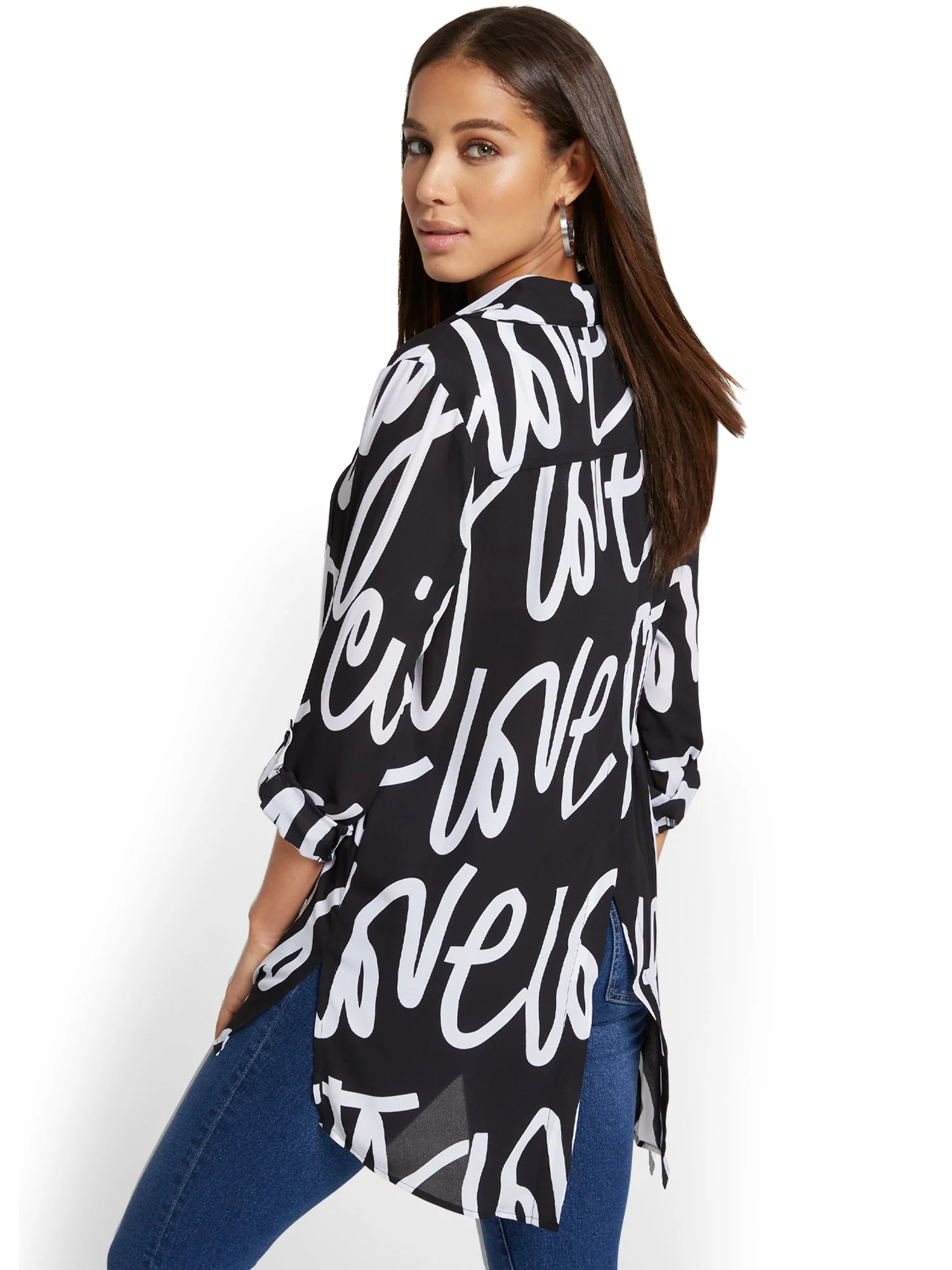 Graphic Button-Down Top