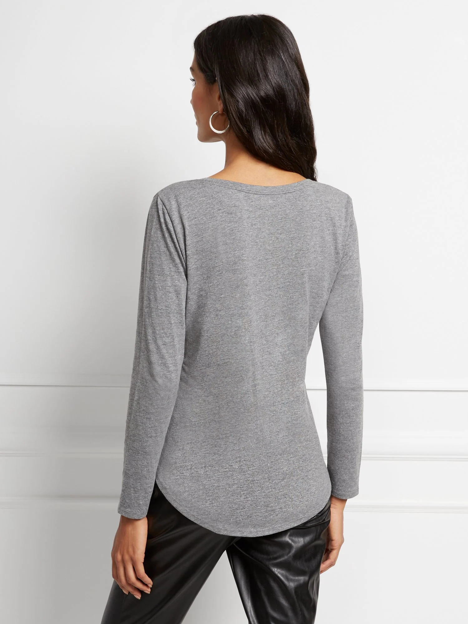 Grey Essential V-Neck Long-Sleeve Tee - Image 3