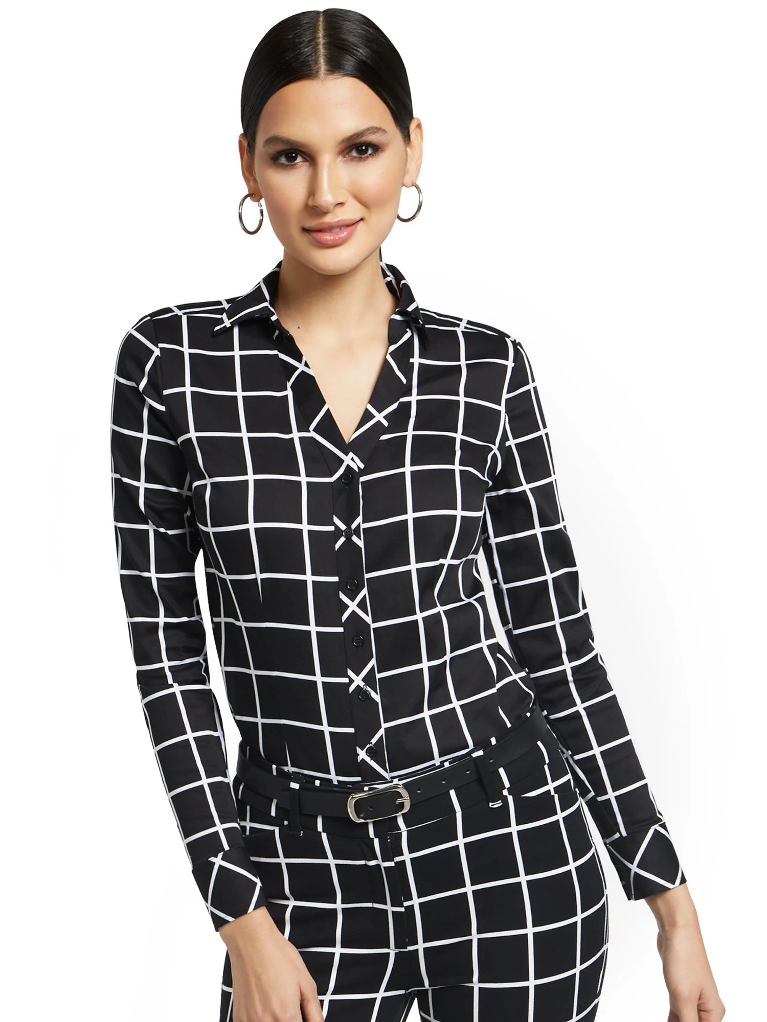 Grid-Print Madison Shirt - 7th Avenue