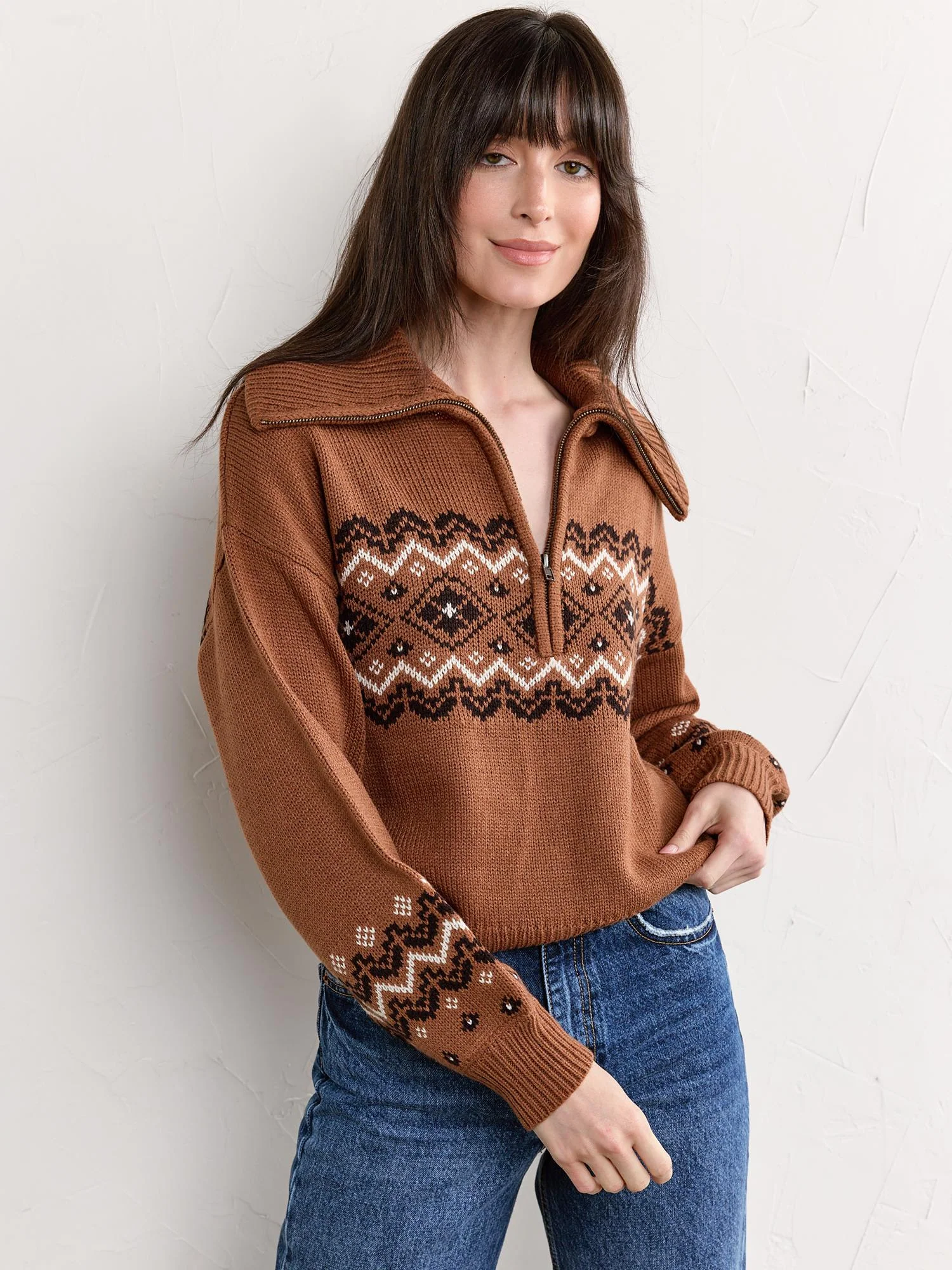 Edgemine Half-Zip Fair Isle Pullover - Brands We Love - Image 2
