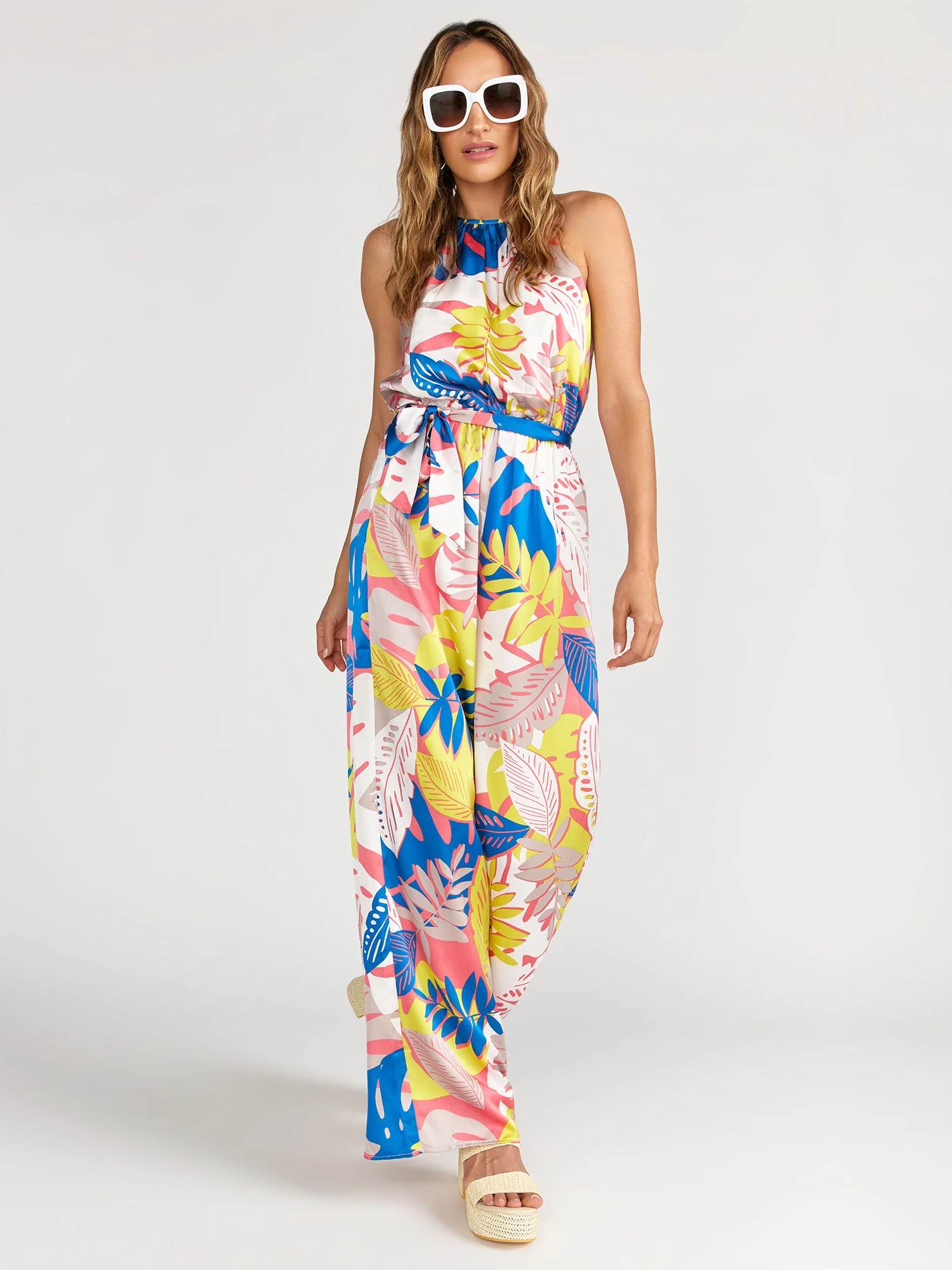 Halter Neck Neon Tropical Jumpsuit - Sugarlips - Image 3