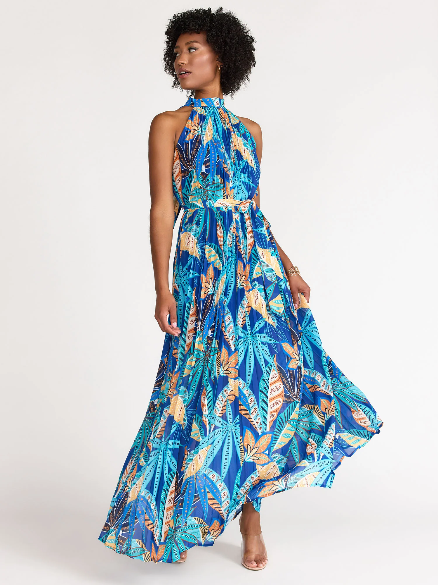Halter Neck Pleated Maxi Dress - Flying Tomato - Image 2
