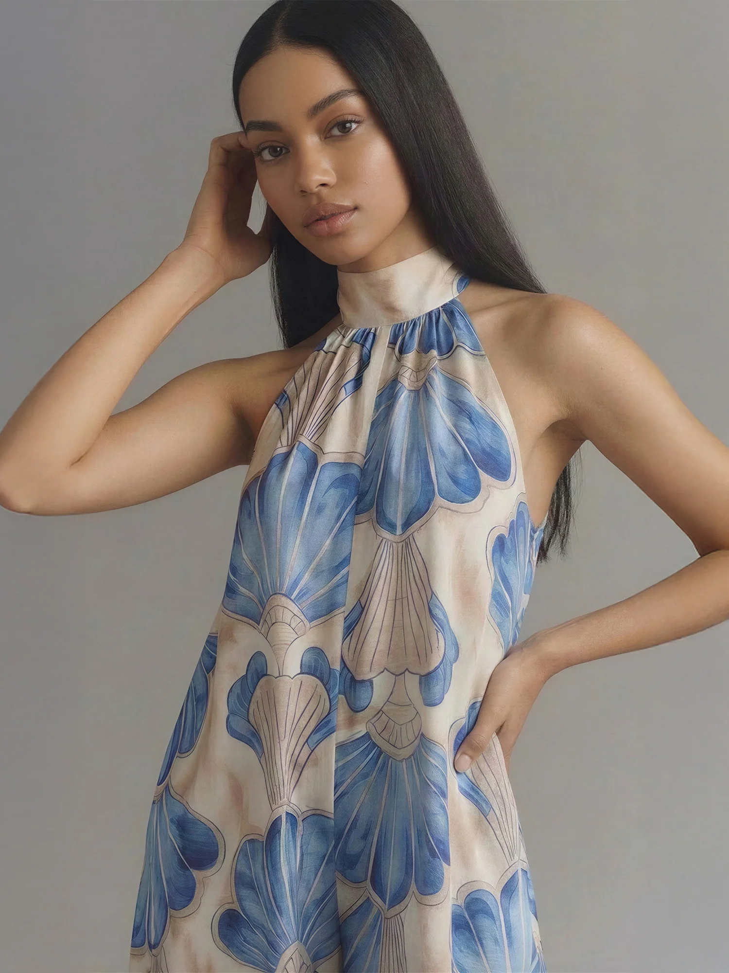 Halter Printed Loose Fit Jumpsuit - Image 2
