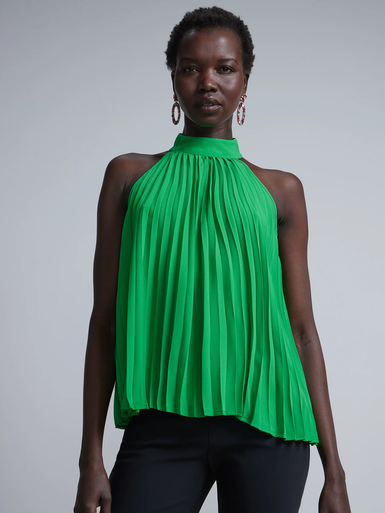 Halterneck Plisse Blouse