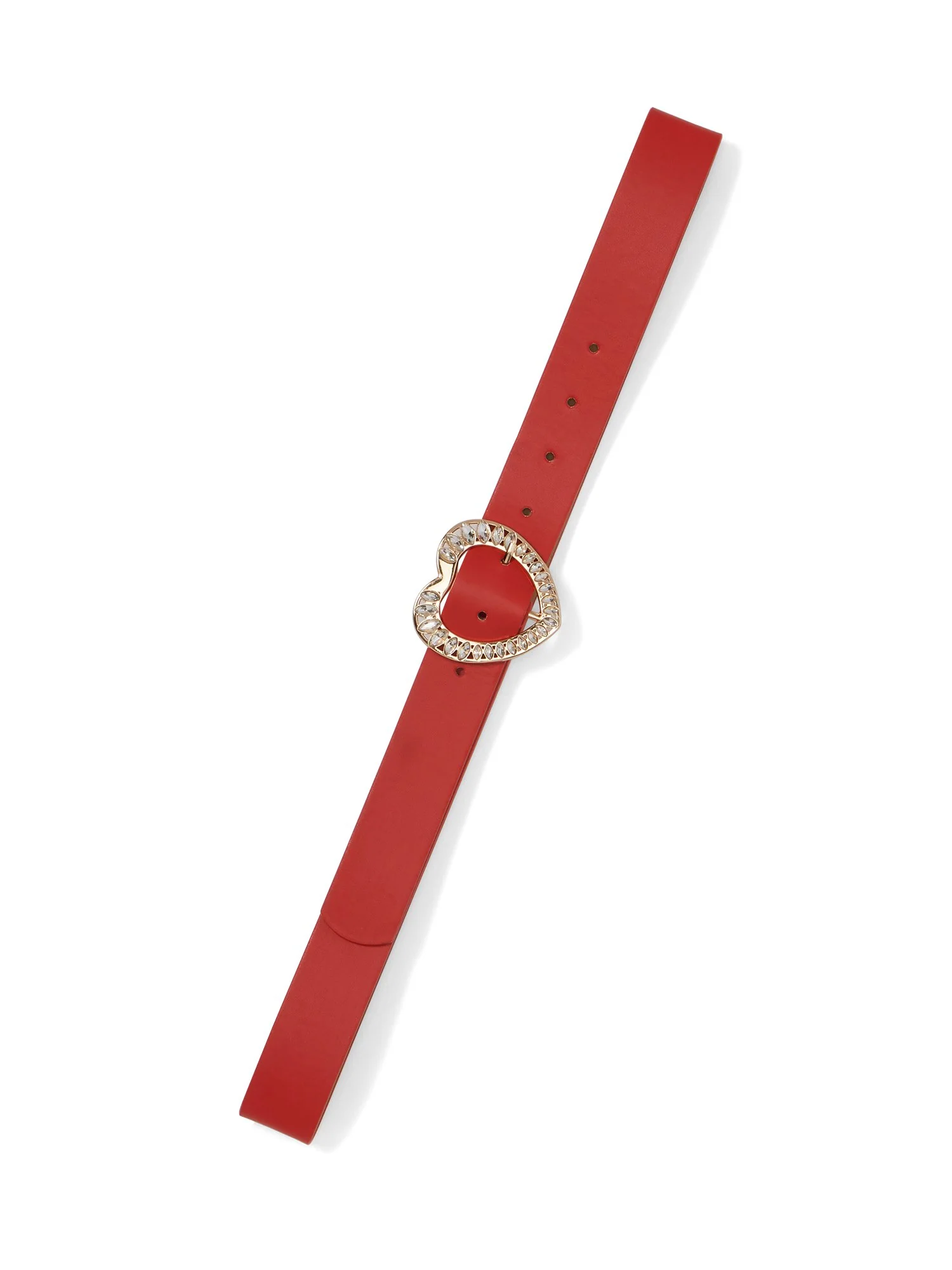 Heart-Buckle Skinny Belt