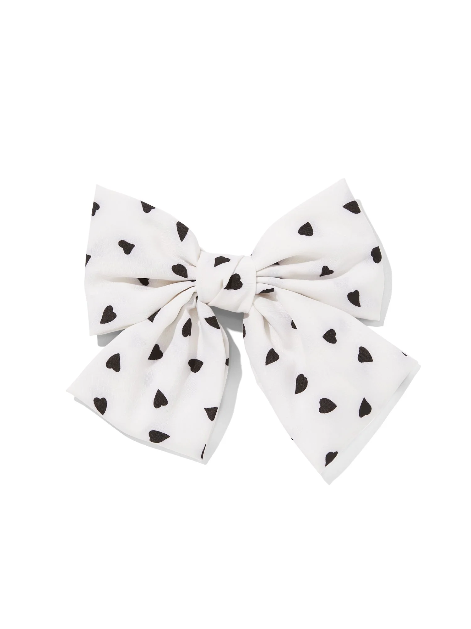 Heart-Print Bow Hair Clip