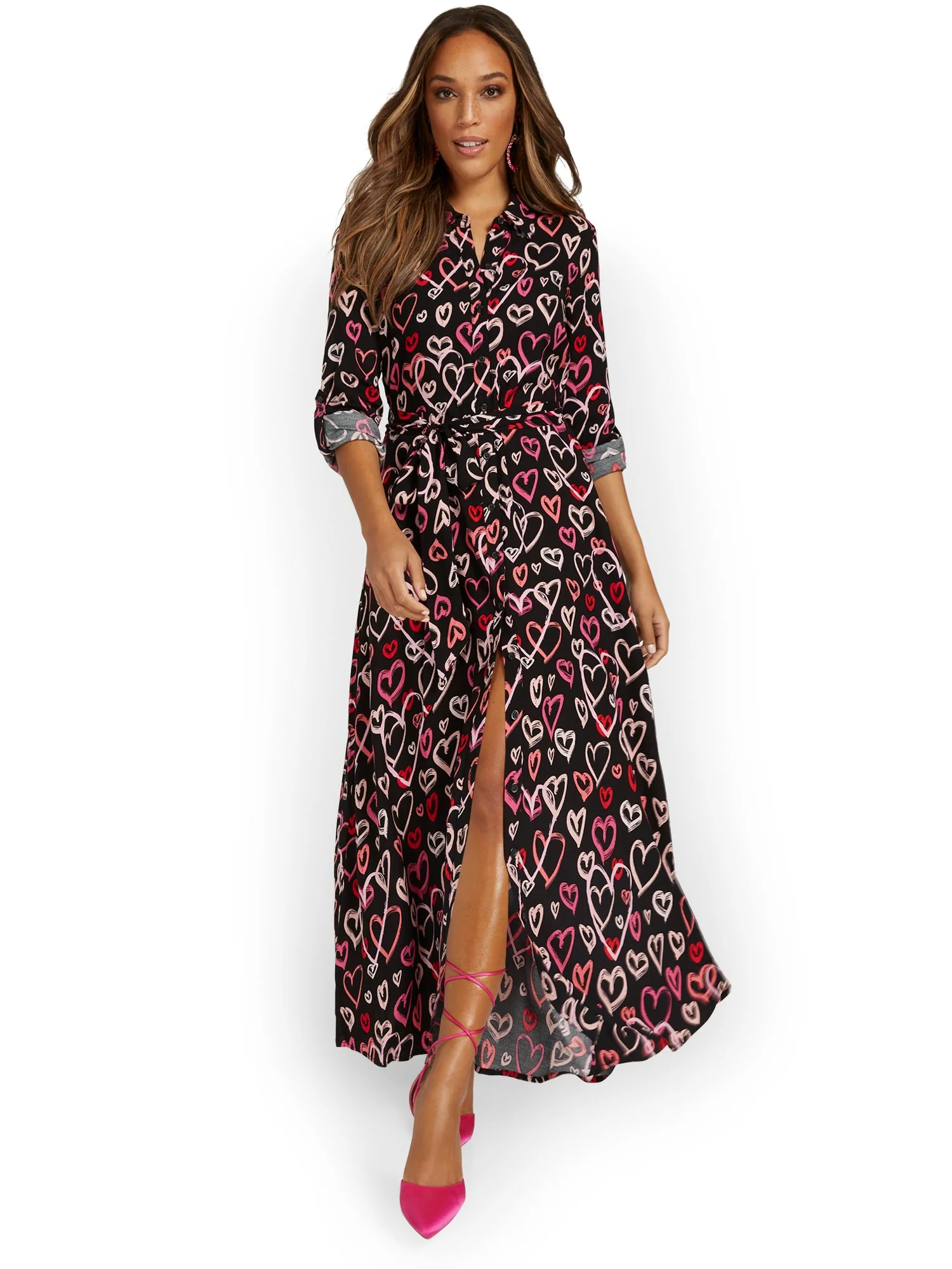 Heart-Print Maxi Shirtdress - Image 2