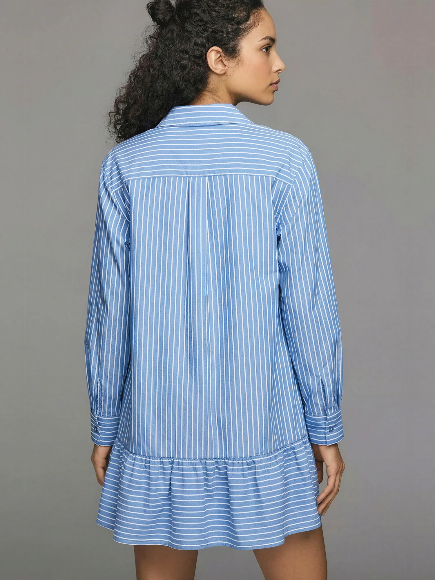 Hidden Zip Up Bubble Hem Shirt Dress - Image 3