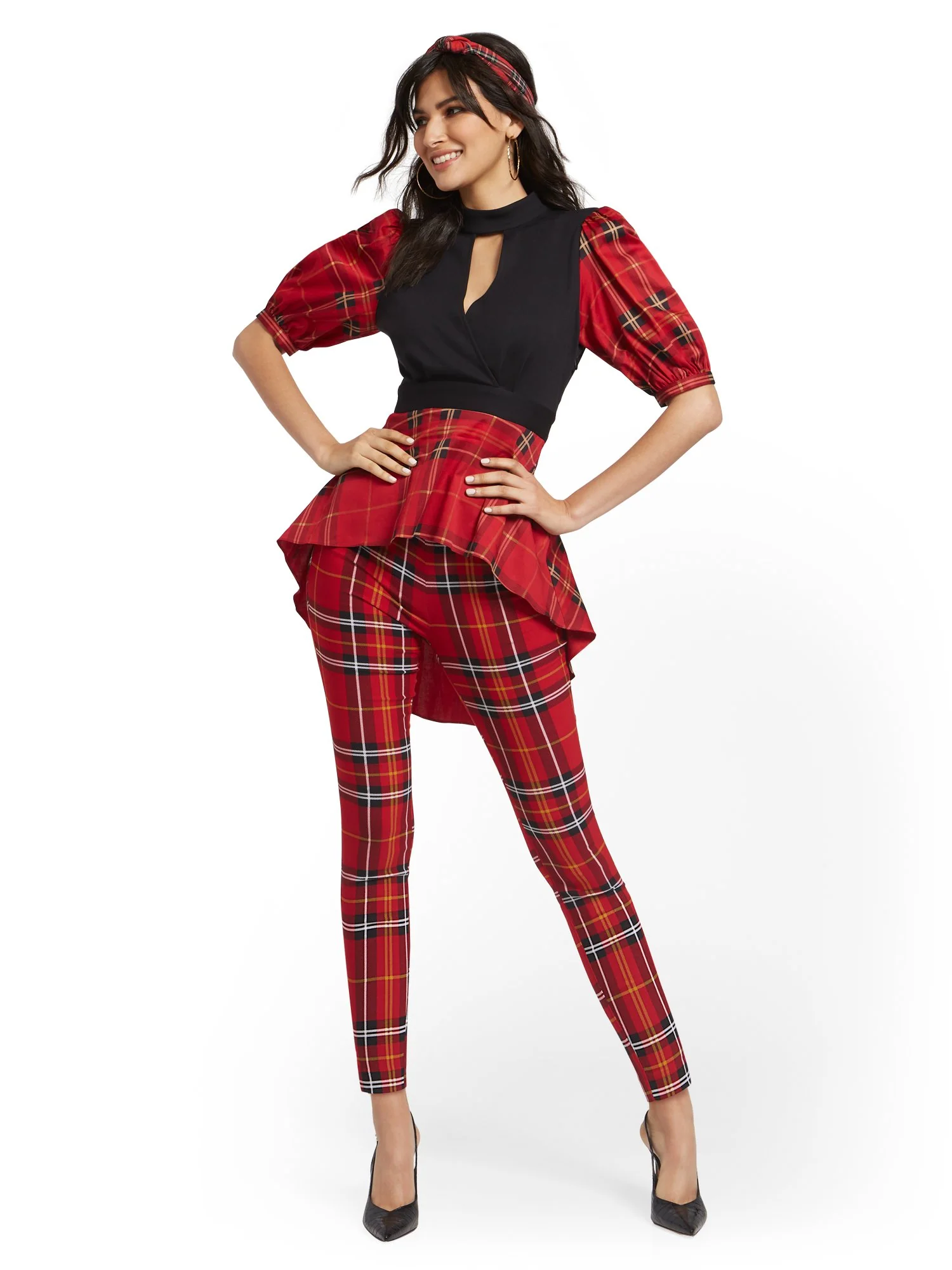 High-Low Plaid Twofer Top - Image 3