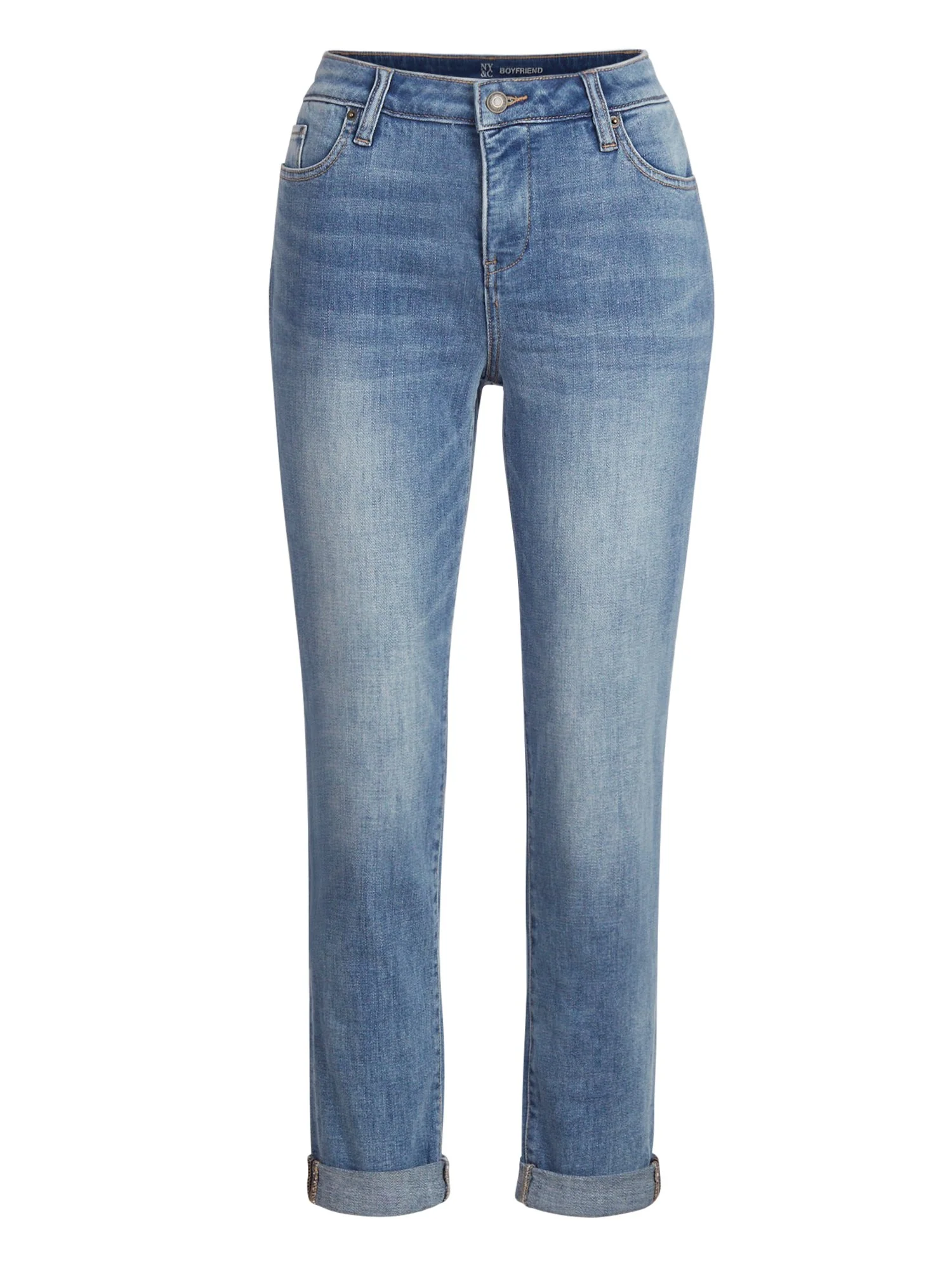 High-Rise Diamond Blue Boyfriend Jeans