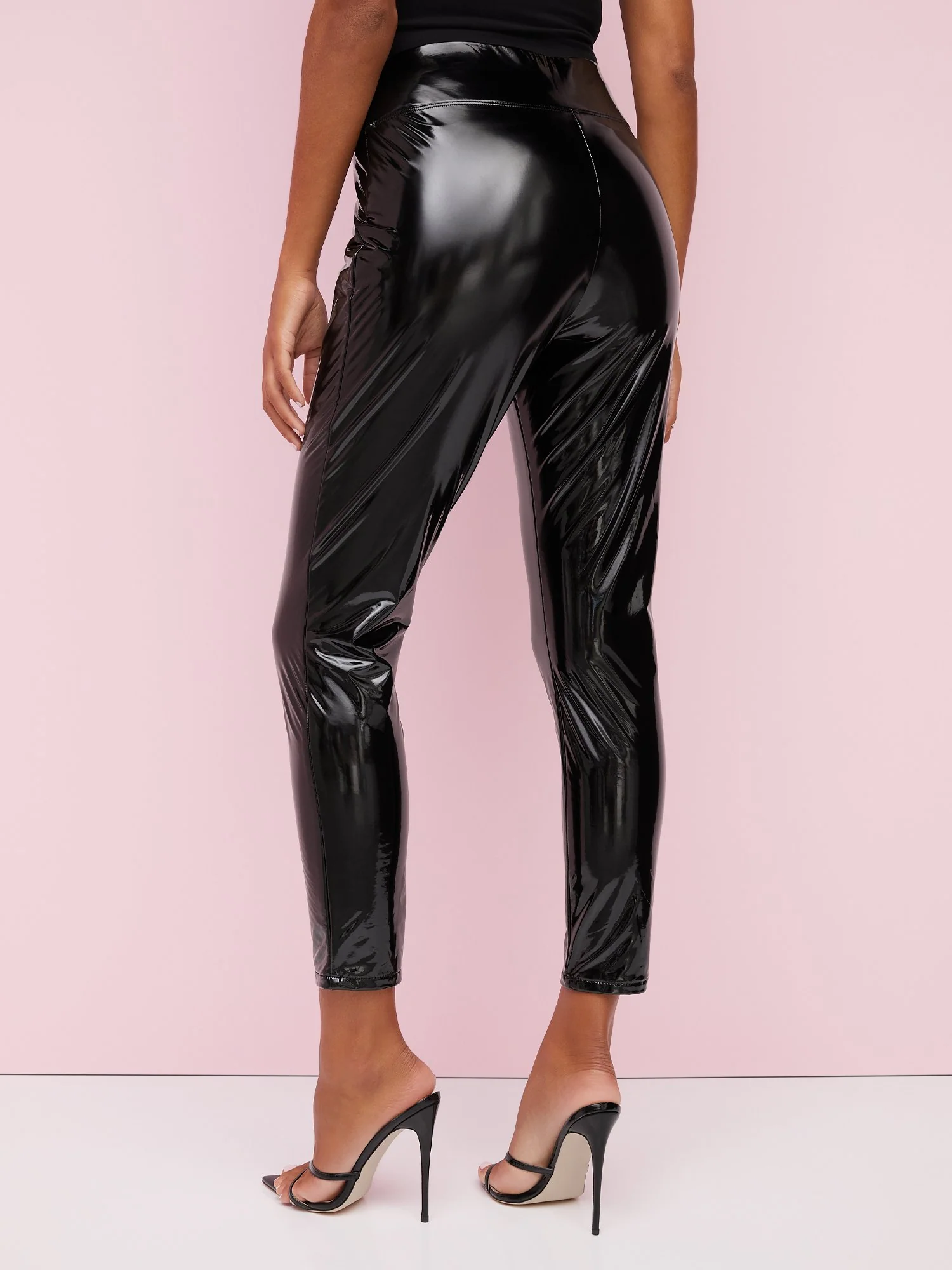 High-Rise Faux-Leather Latex-Look Slim-Leg Ankle Pant - Image 3