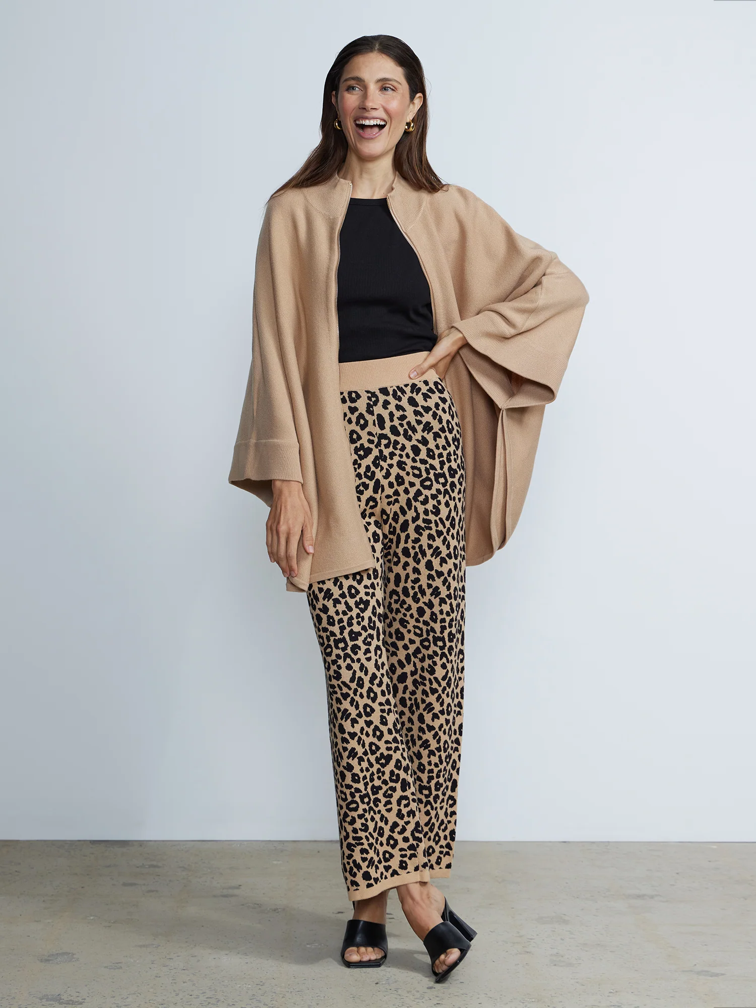High Rise Leopard Print Sweater Pants - Image 4