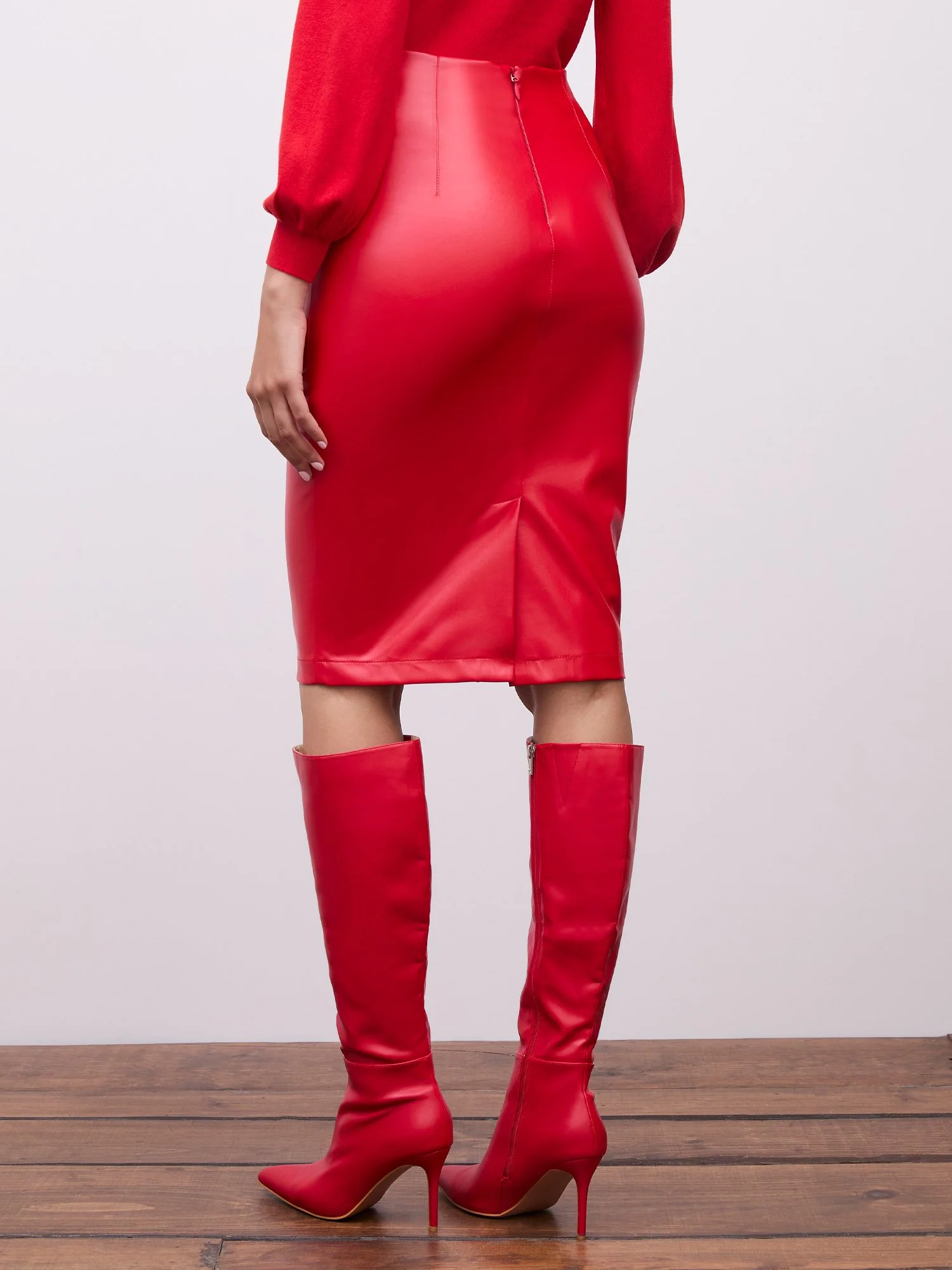 High-Rise Seamed Faux-Leather Pencil Skirt - Image 3