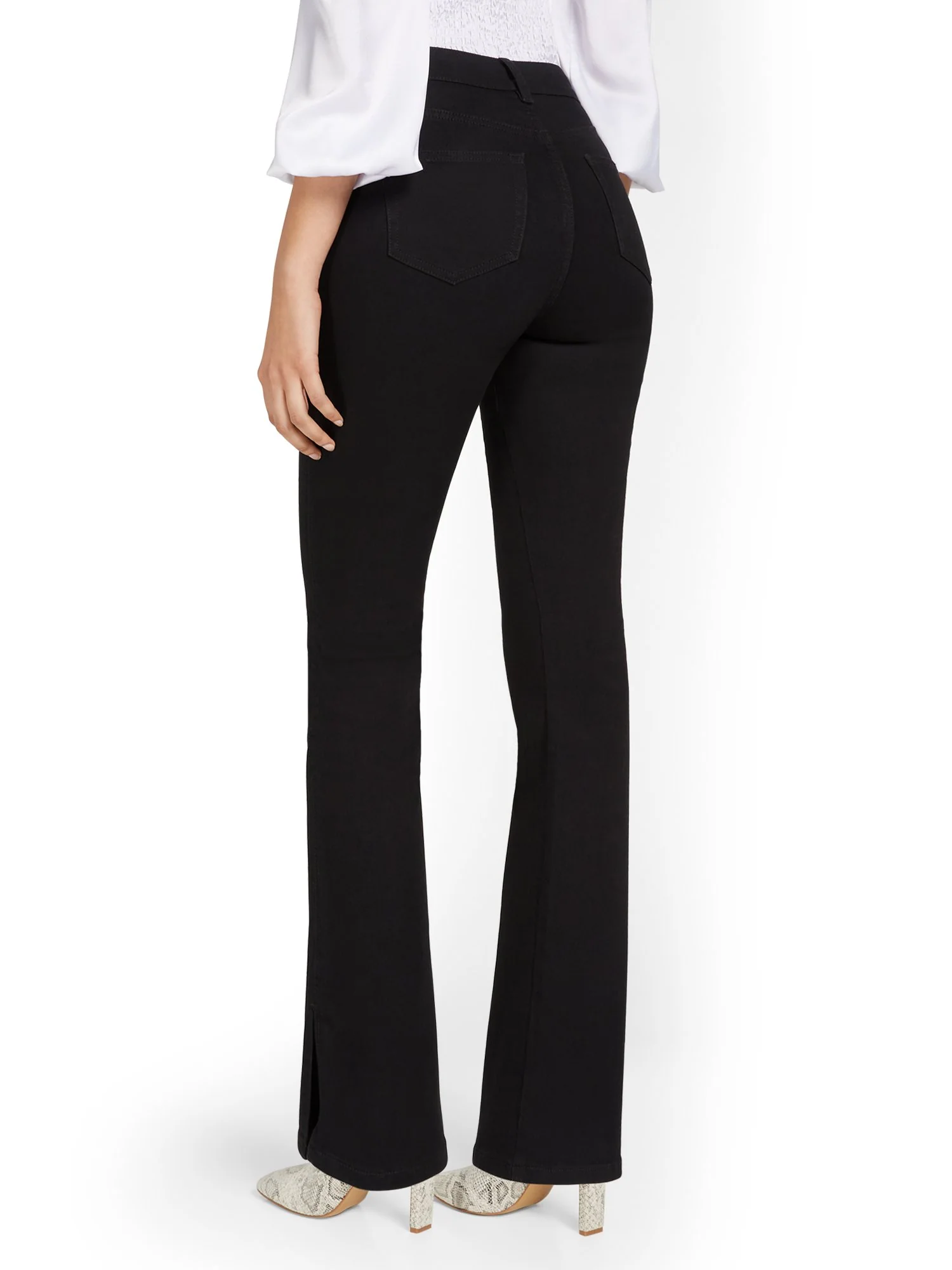 High-Waised Coated Bootcut Jeans - Image 3