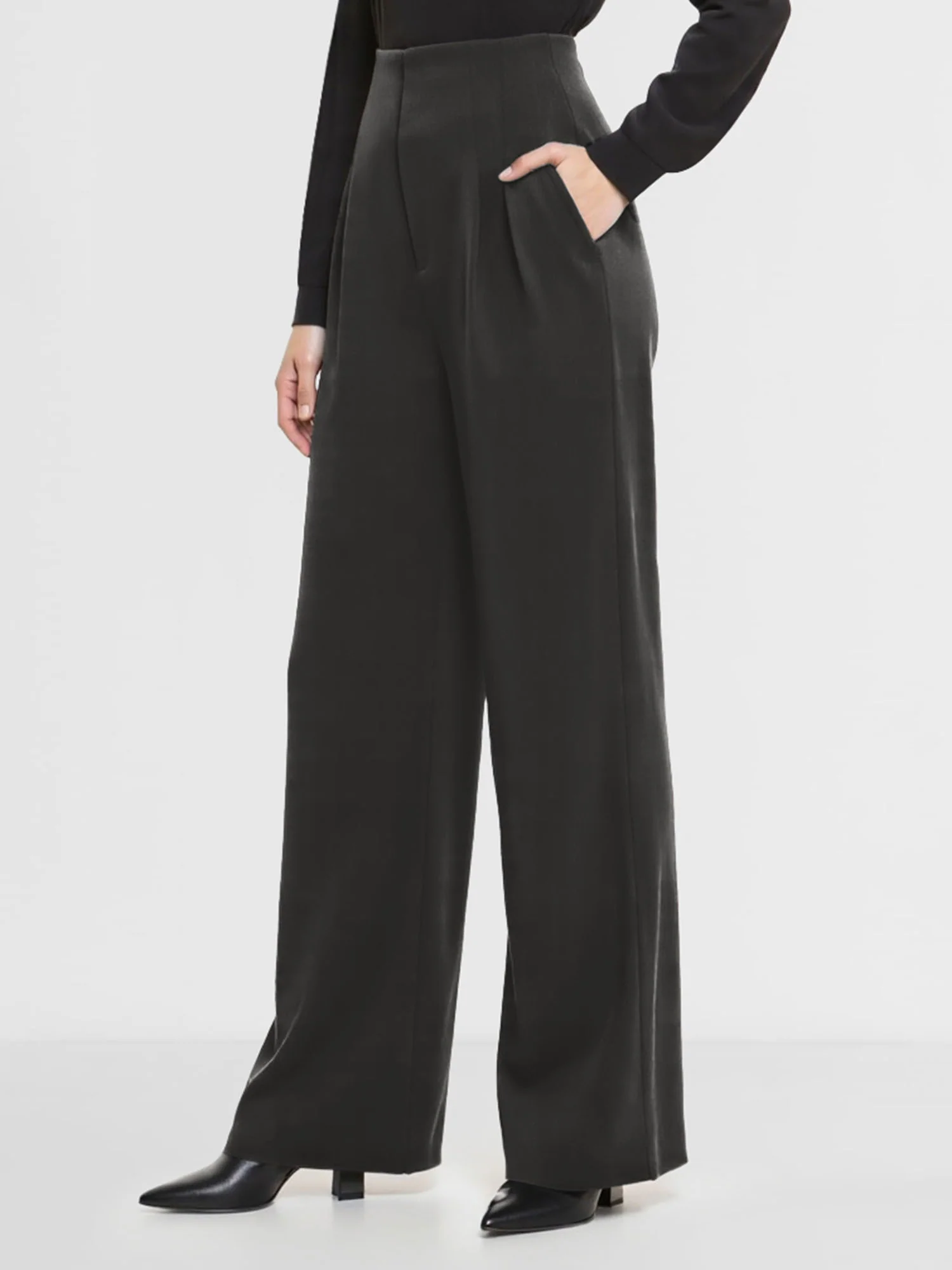 Elegant Style High Waist Wide-Leg Pleat Front Pant - Image 5