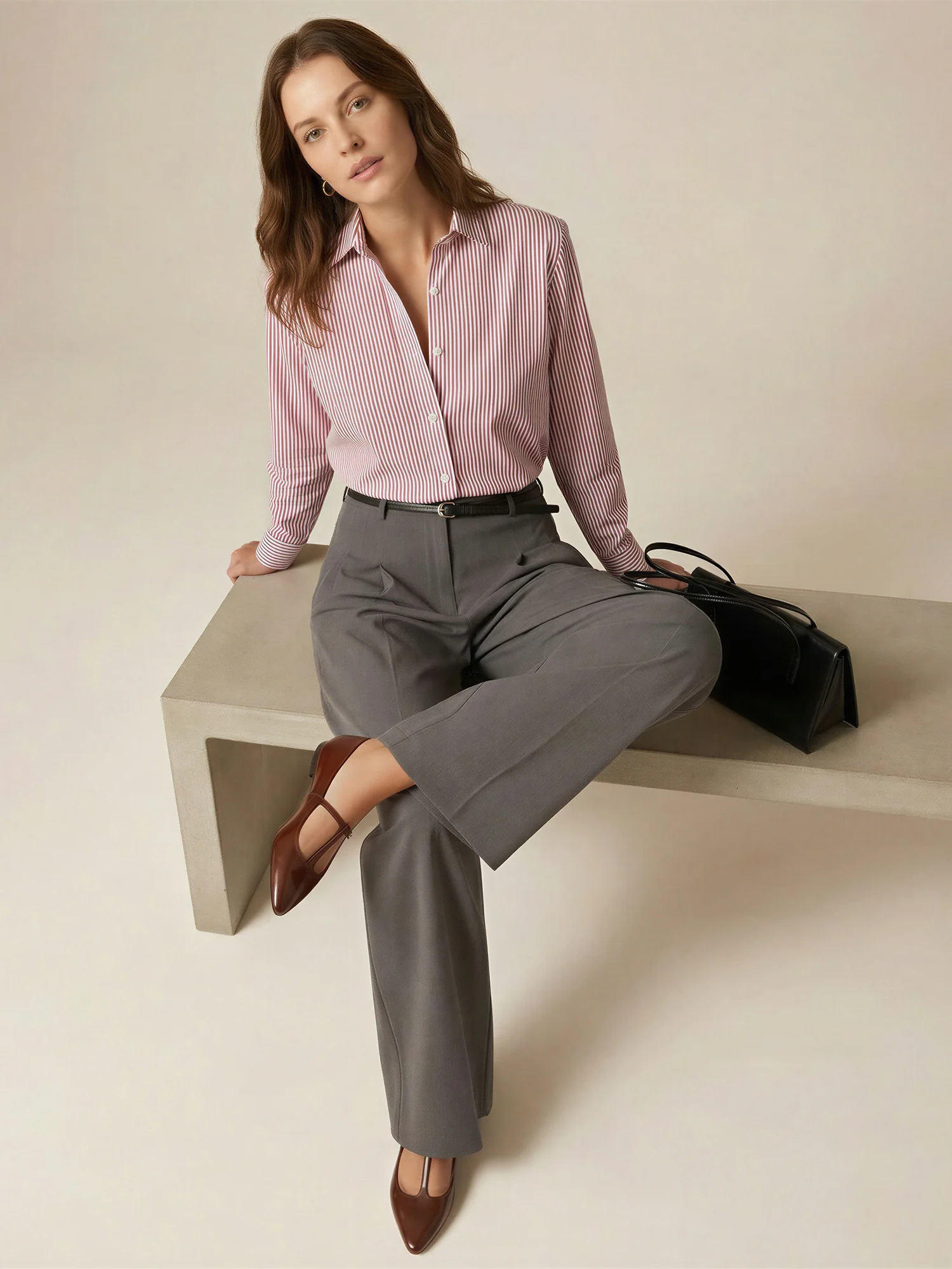 Elegant Style High Waist Wide-Leg Pleat Front Pant - Image 9