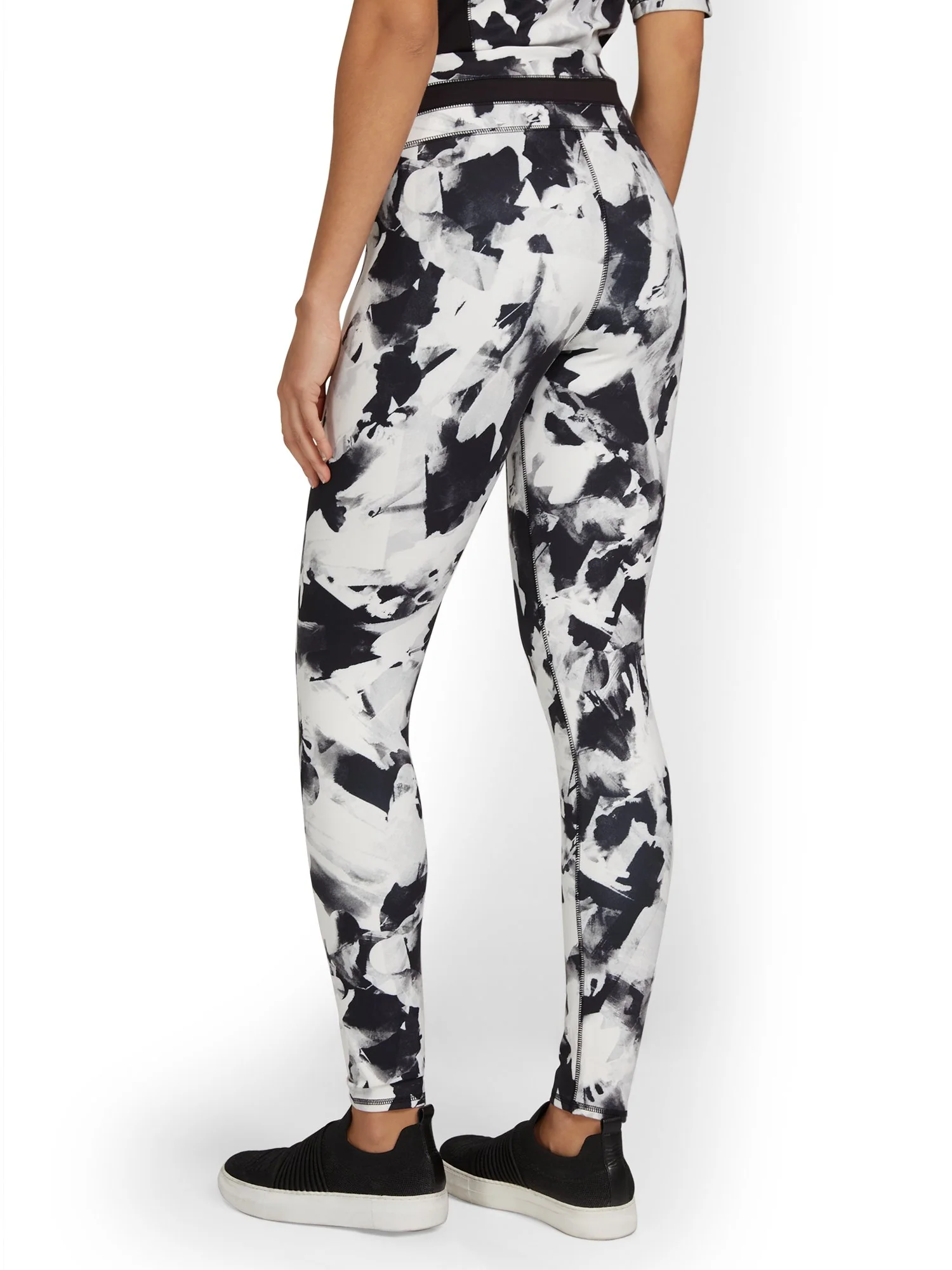 High-Waisted Abstract-Print Pocket Legging - City Contour - Image 3