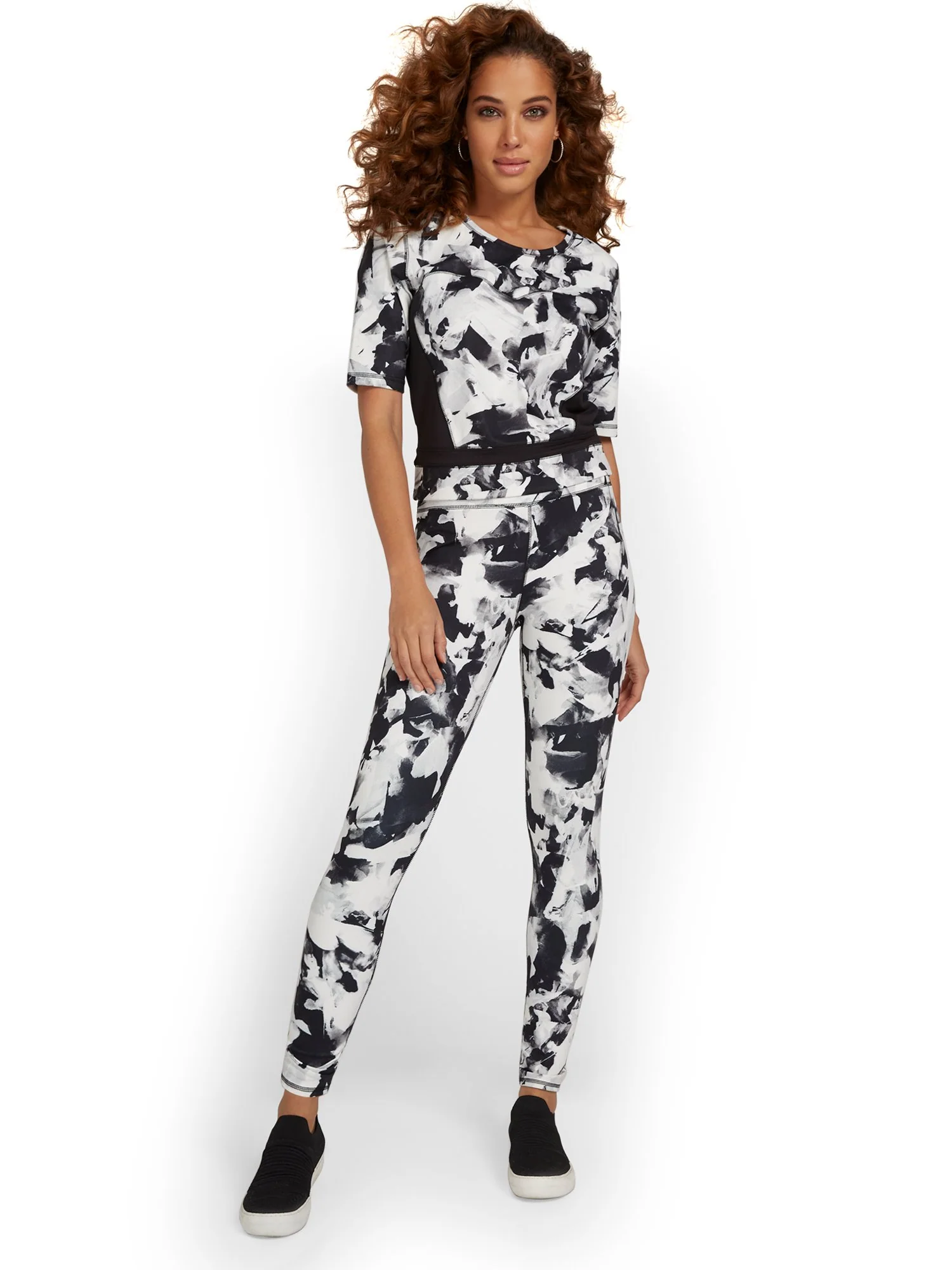 High-Waisted Abstract-Print Pocket Legging - City Contour - Image 5