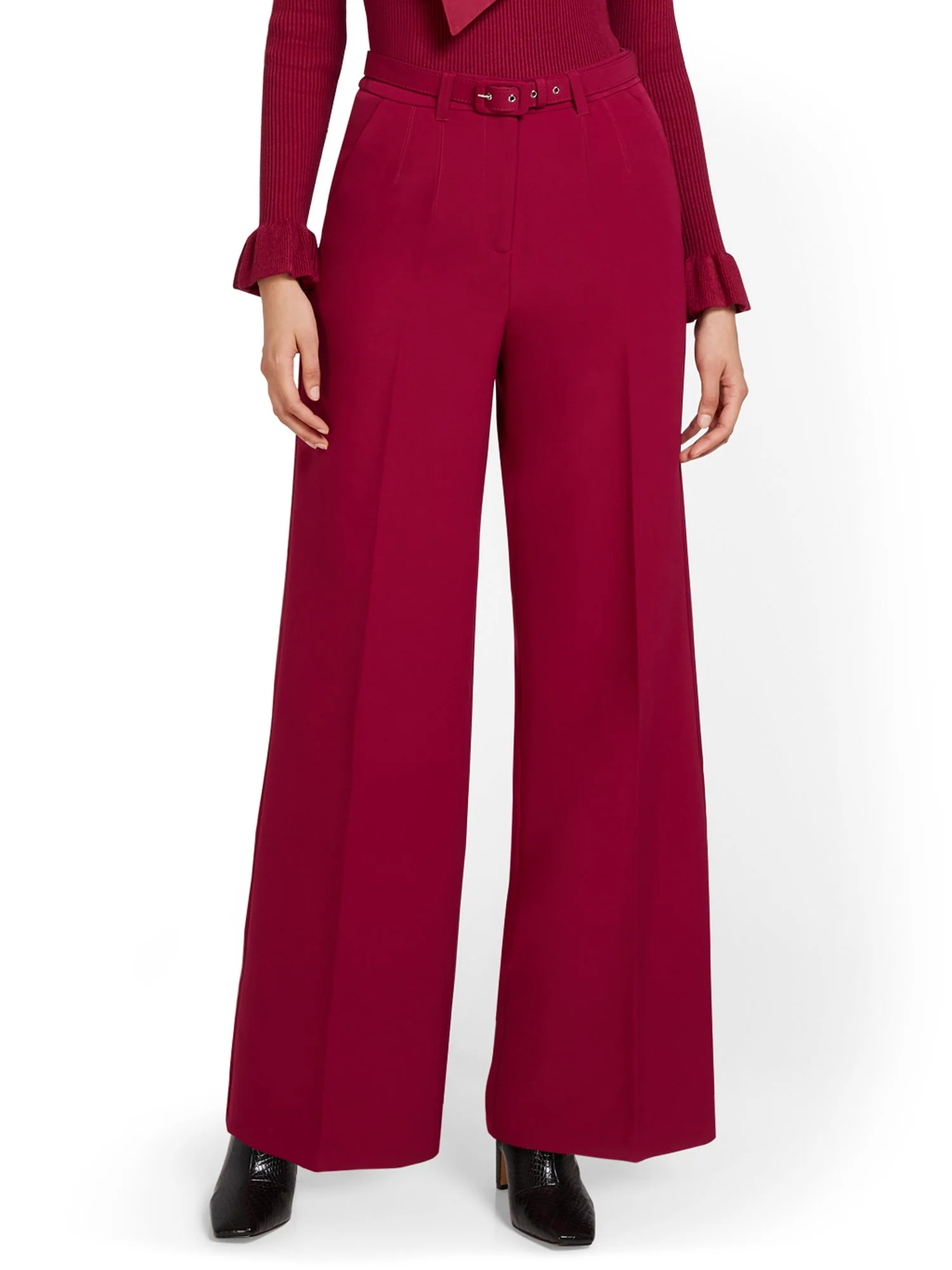 High-Waisted Belted Wide-Leg Pant