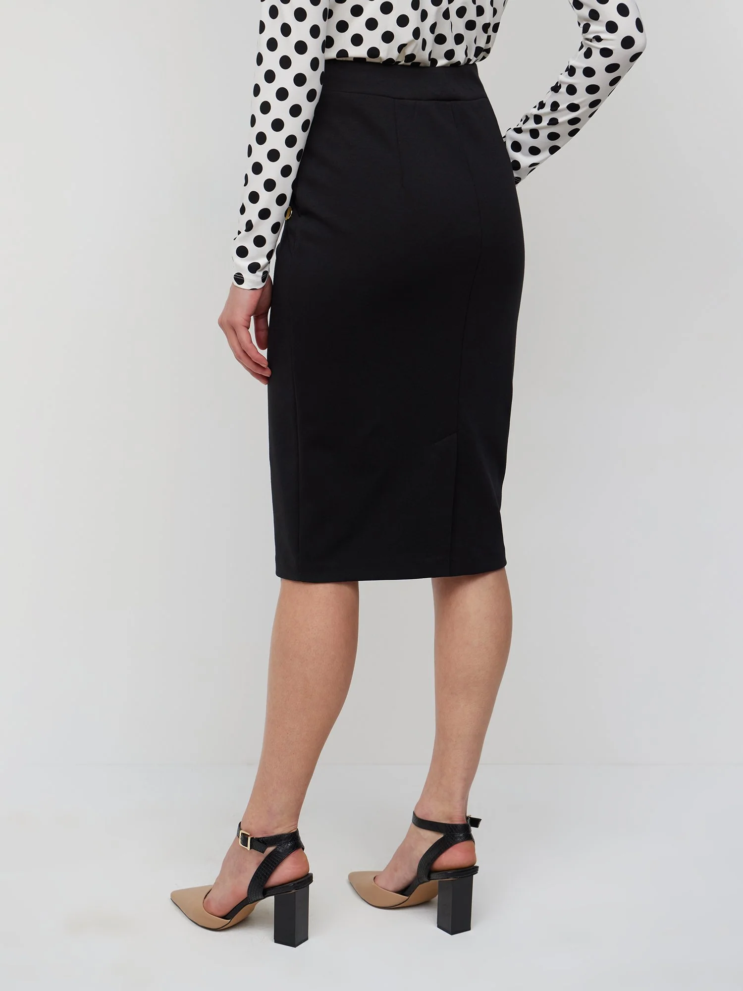 High-Waisted Button-Front Ponte Pencil Skirt - Superflex - Image 2