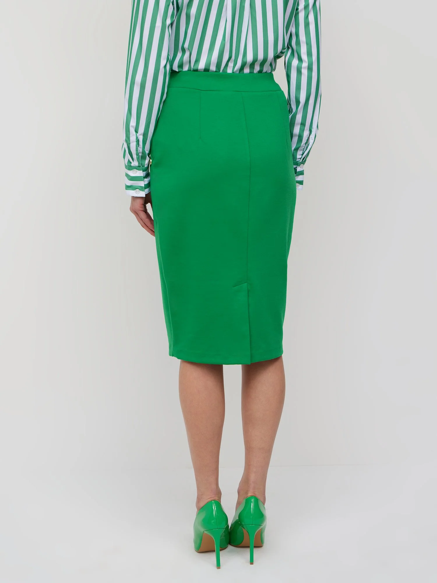 High-Waisted Button-Front Ponte Pencil Skirt - Superflex - Image 5