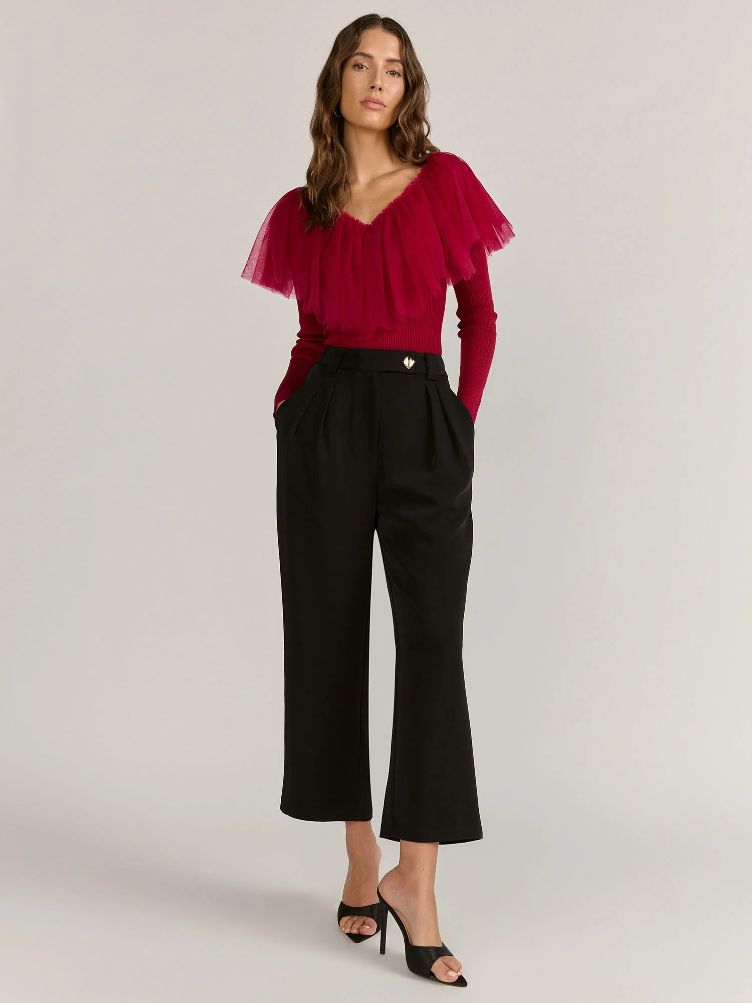 High Waisted Buttoned Trouser - Endless Rose - Image 2