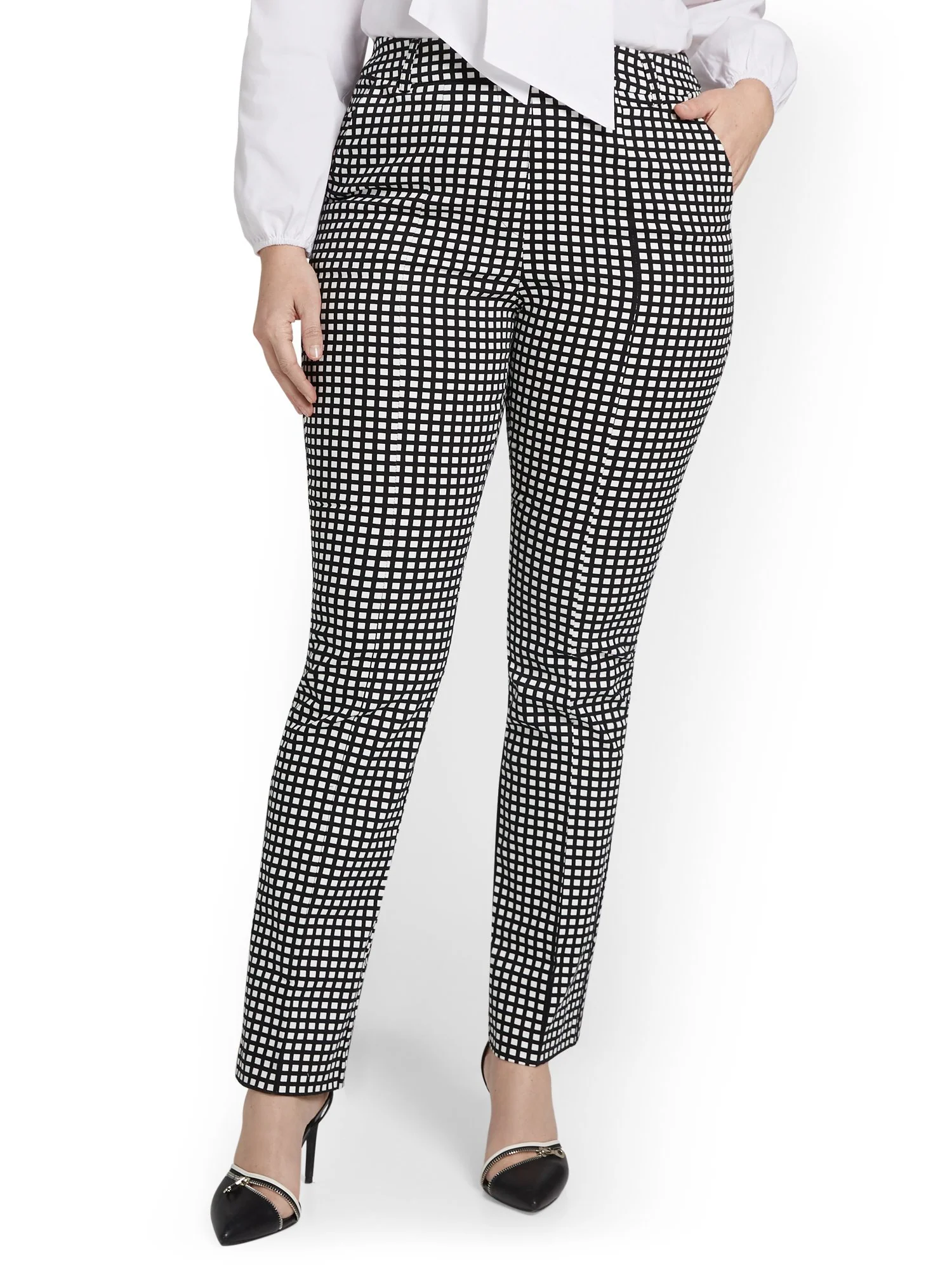 High-Waisted Check Straight-Leg Pant - NY&Chic Collection - Image 2