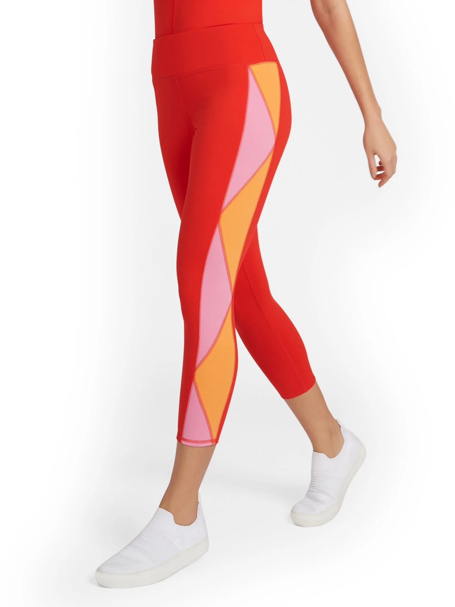 High-Waisted Colorblock Capri Pocket Legging - City Contour - Image 2