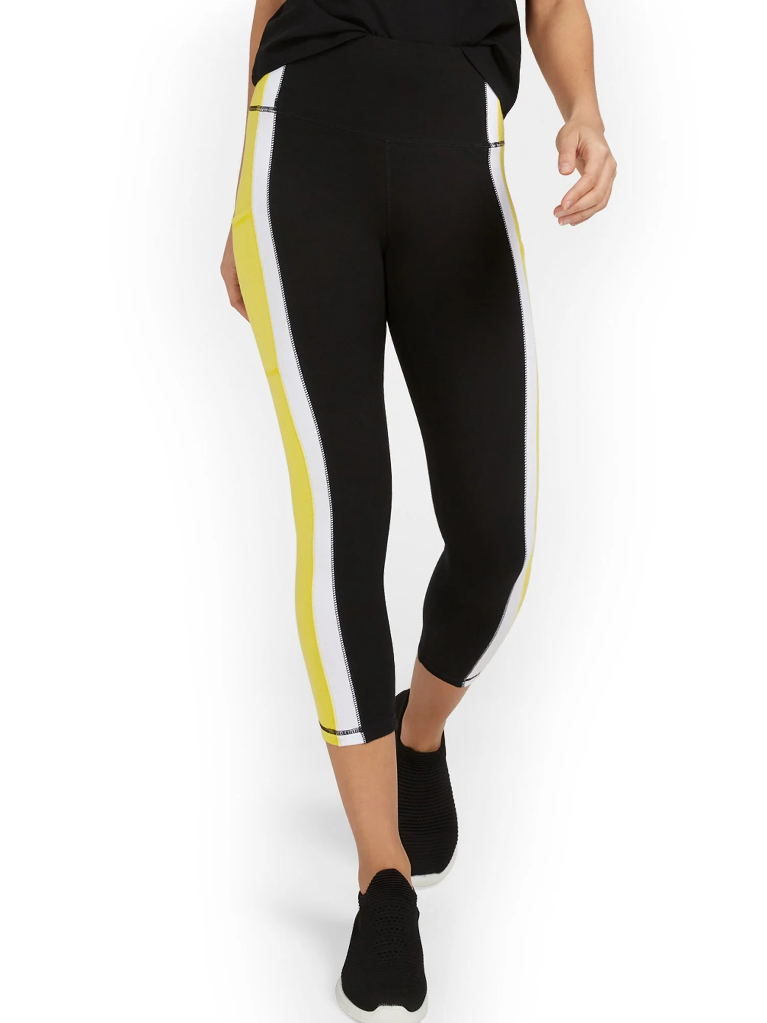 High-Waisted Colorblock Side-Pocket Capri Legging