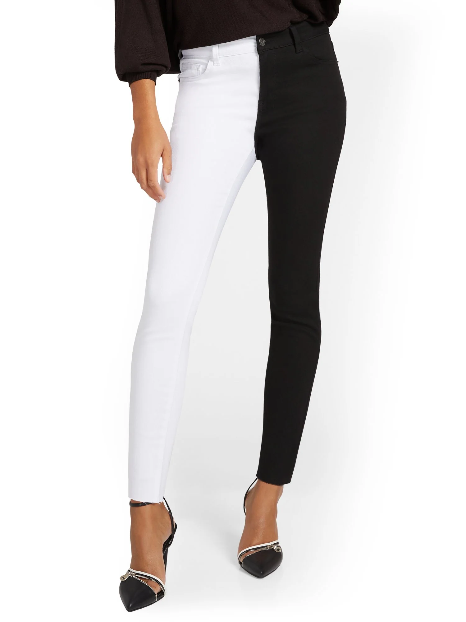 High-Waisted Colorblock Skinny Ankle Jeans - Image 2