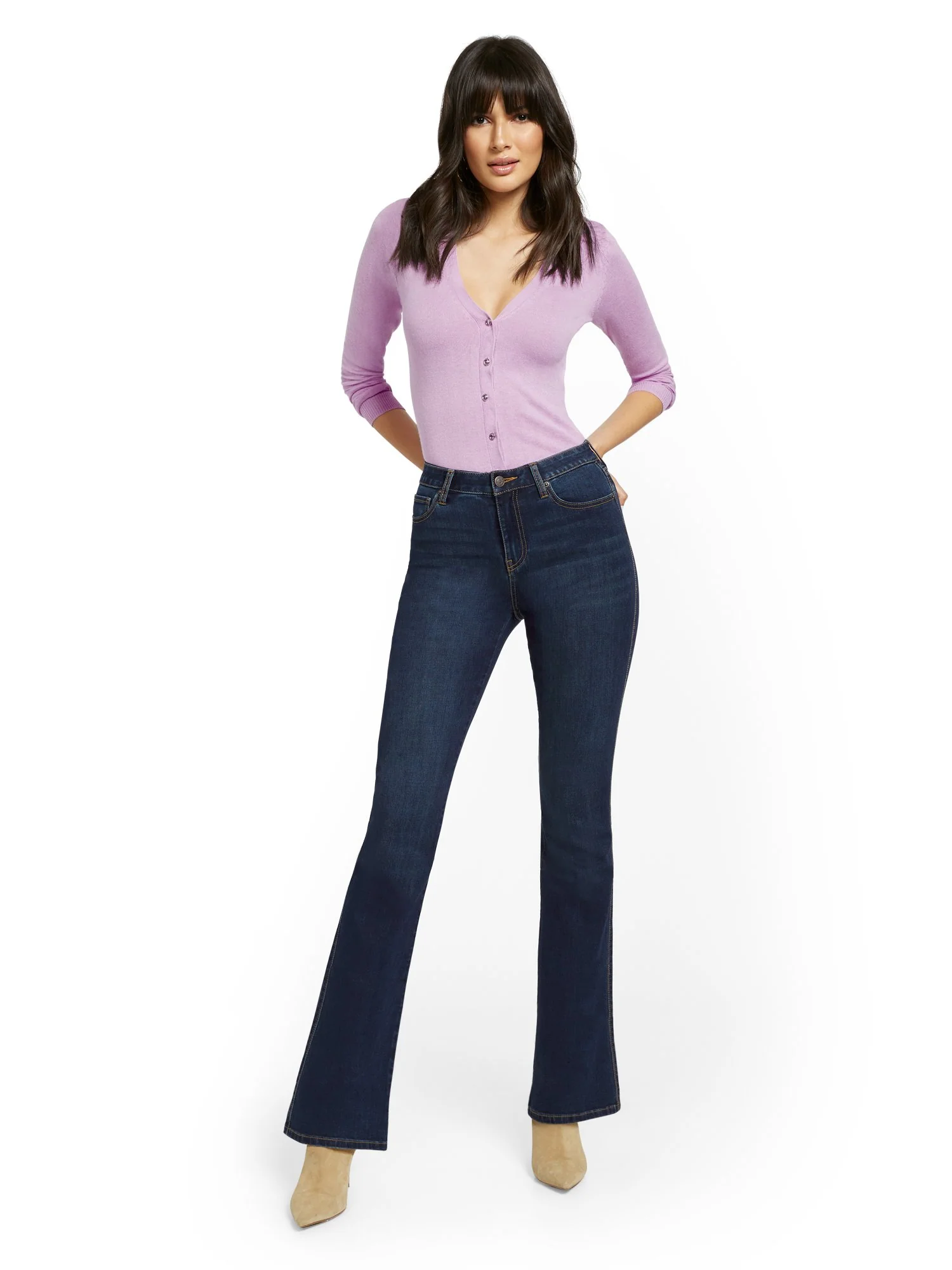 High-Waisted Curvy Barely Bootcut Jeans - Moonlight Blue - Image 4