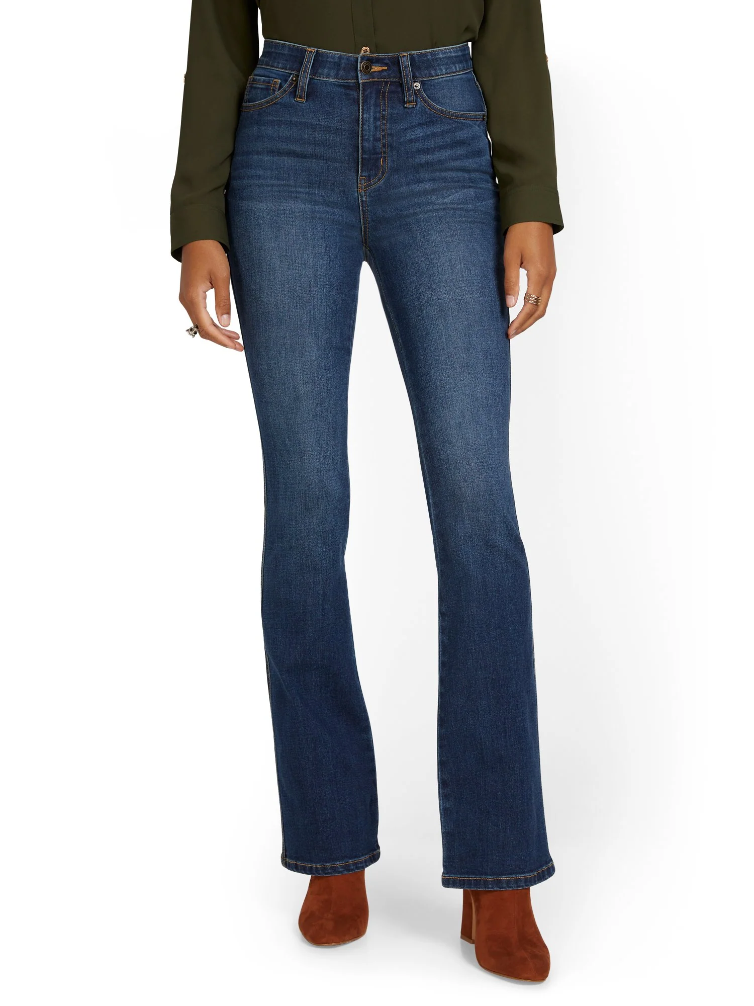High-Waisted Curvy Essential Bootcut Jeans - Foxy Blue Wash - Image 5