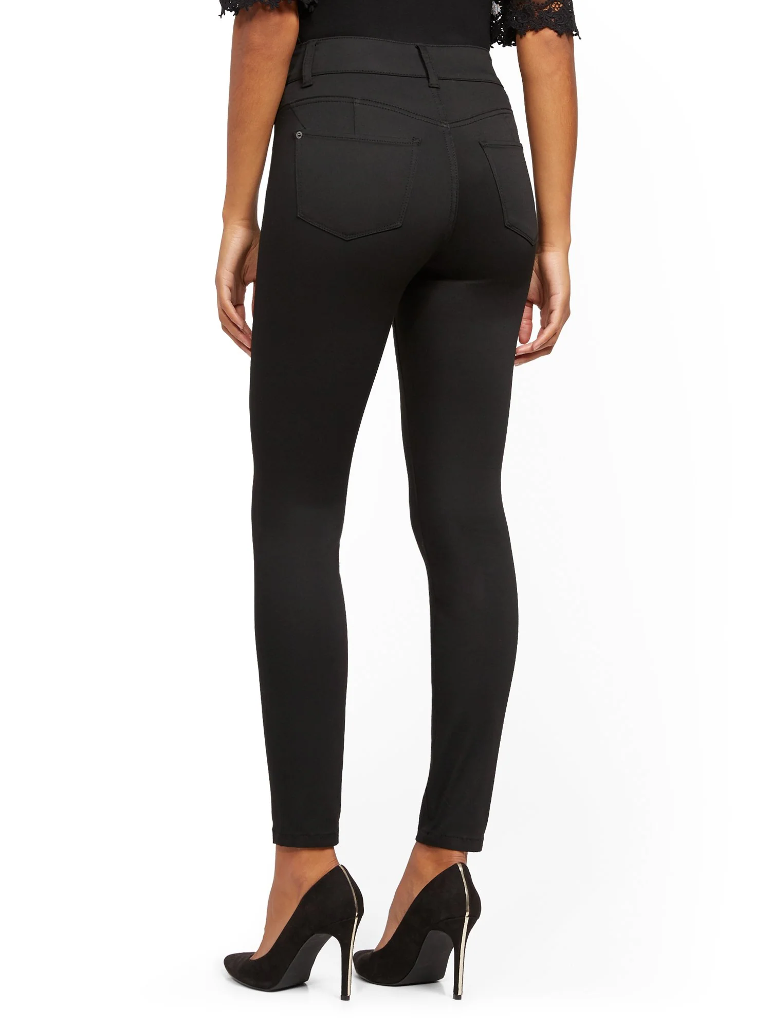 High-Waisted Curvy No-Gap Shaping Super-Skinny Jeans - Black - Image 21