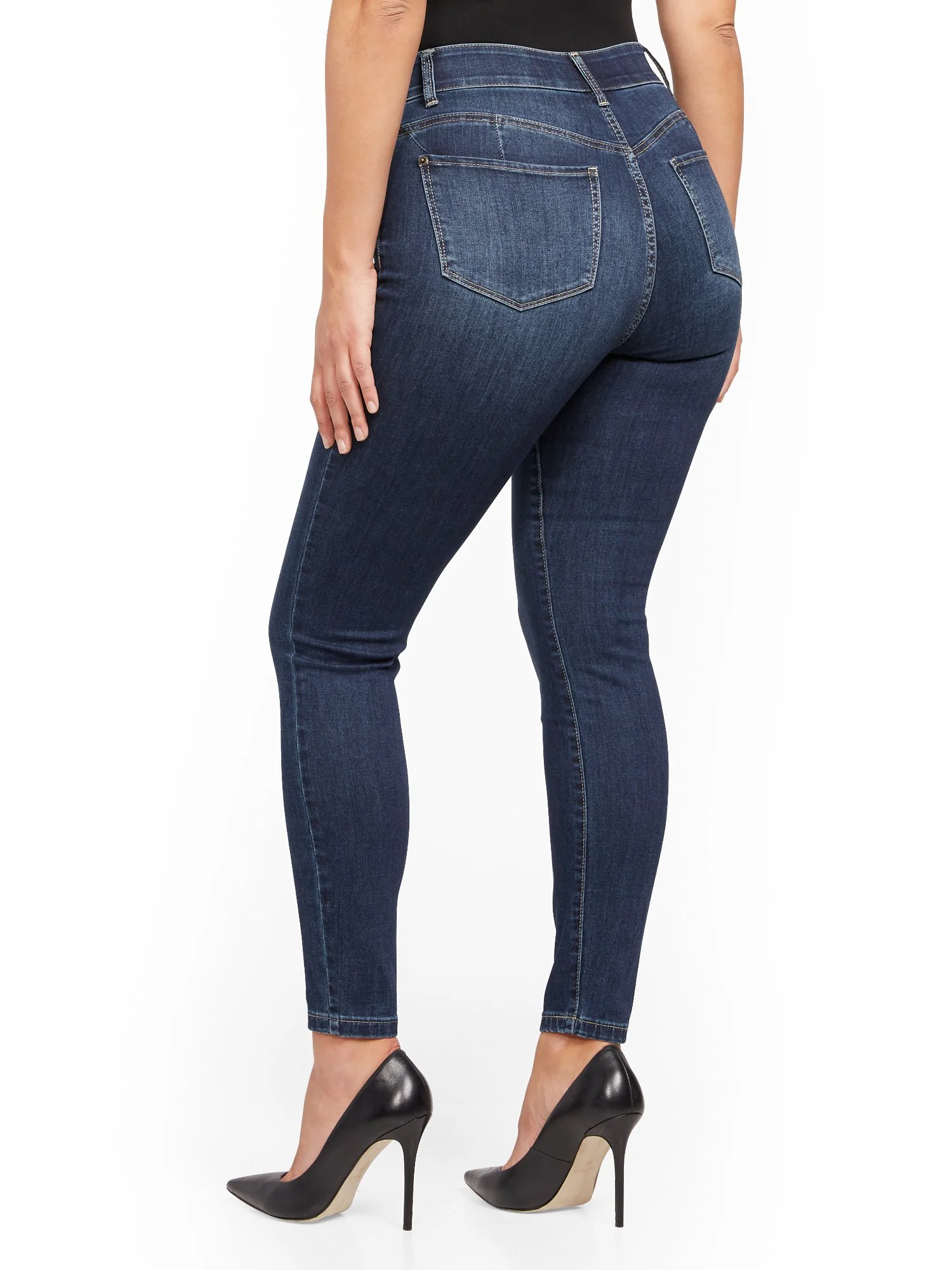 High-Waisted Curvy No-Gap Shaping Super-Skinny Jeans - Blue Hustle - Image 11